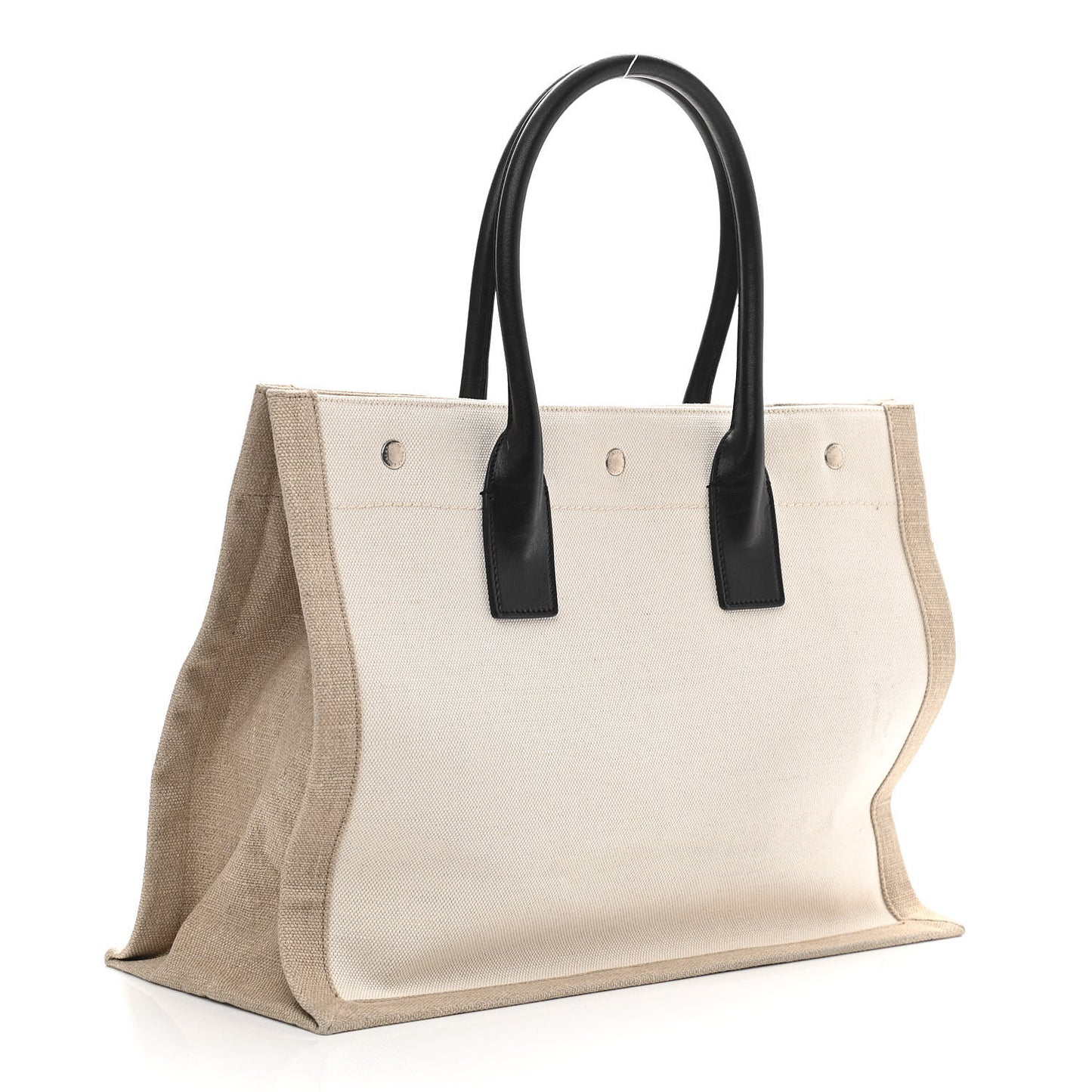 Linen Calfskin Small Rive Gauche Tote Greggio Natural