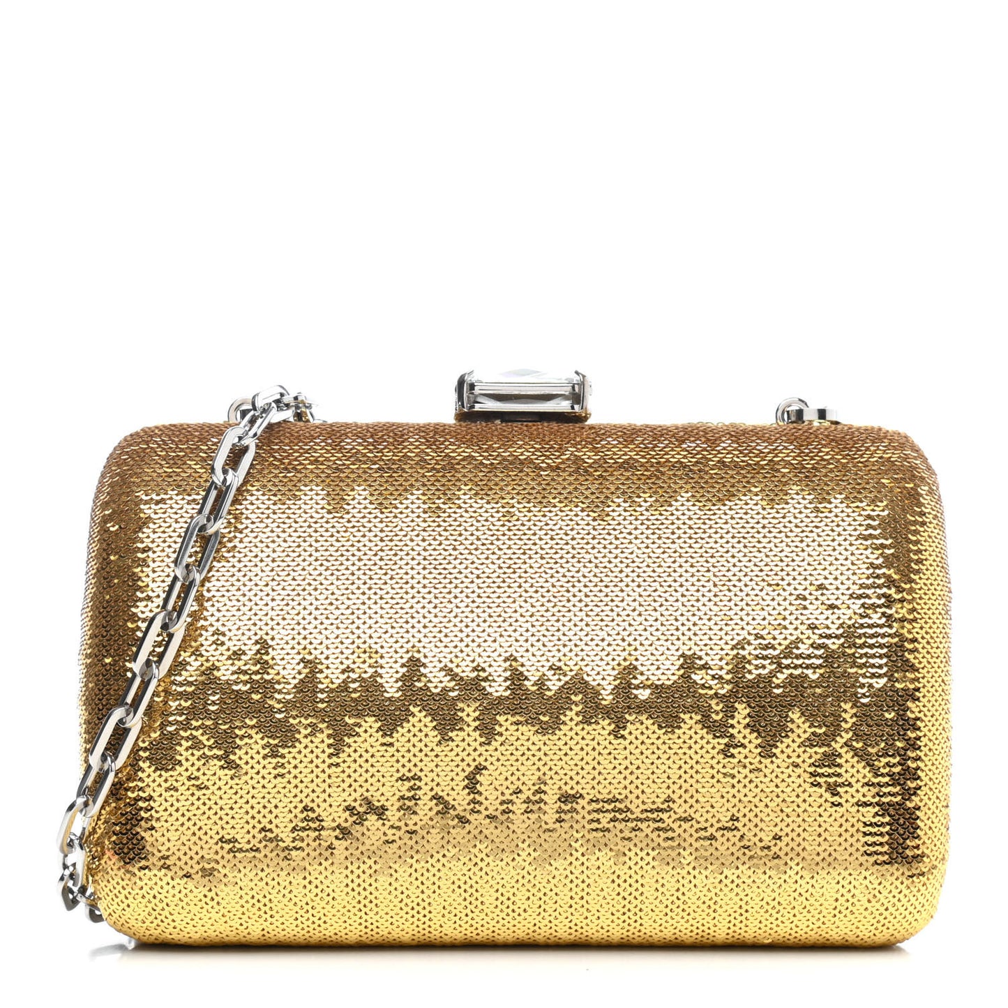 Sequin Clutch With Chain Gold