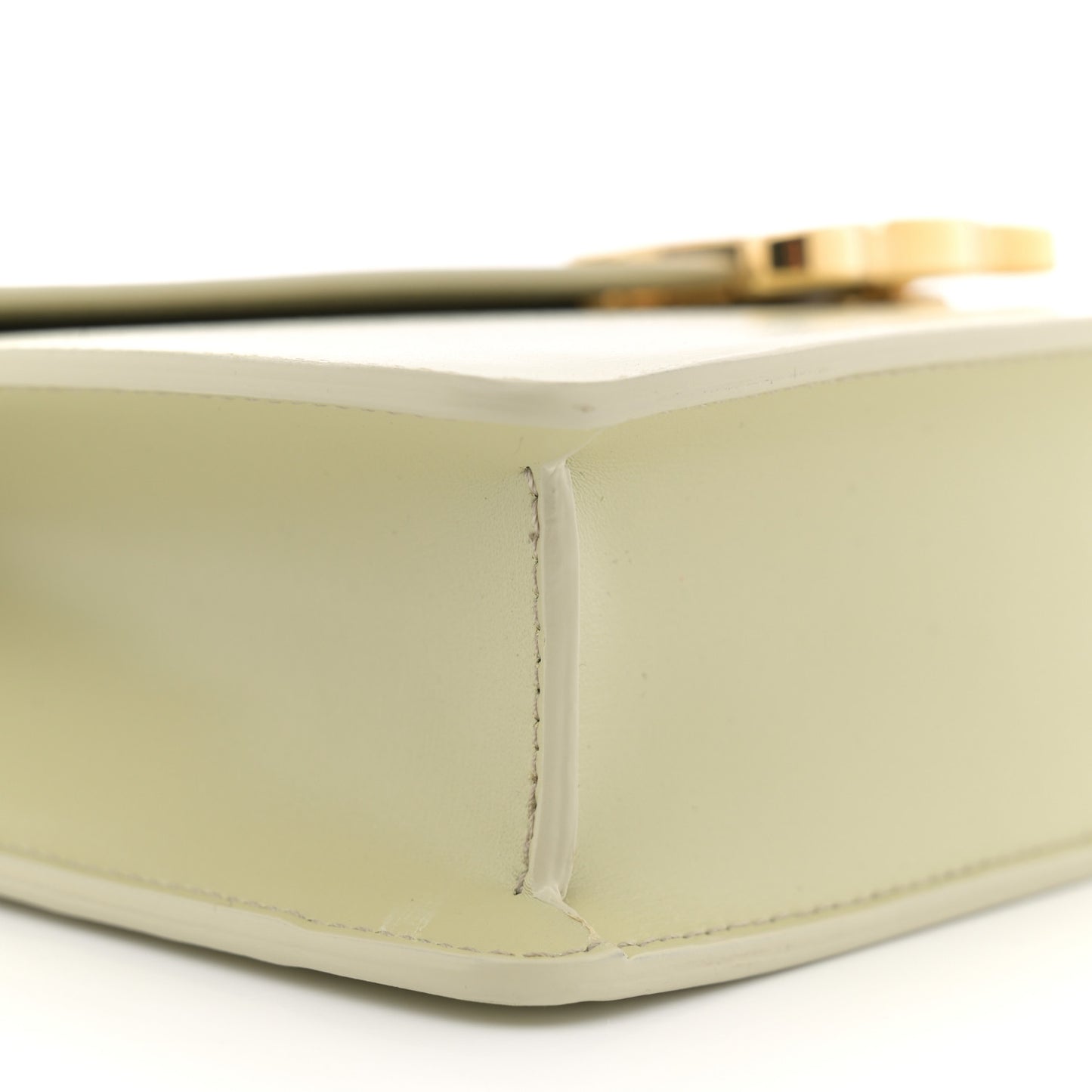Shiny Calfskin Triomphe Margo Wallet on Chain Almond Green