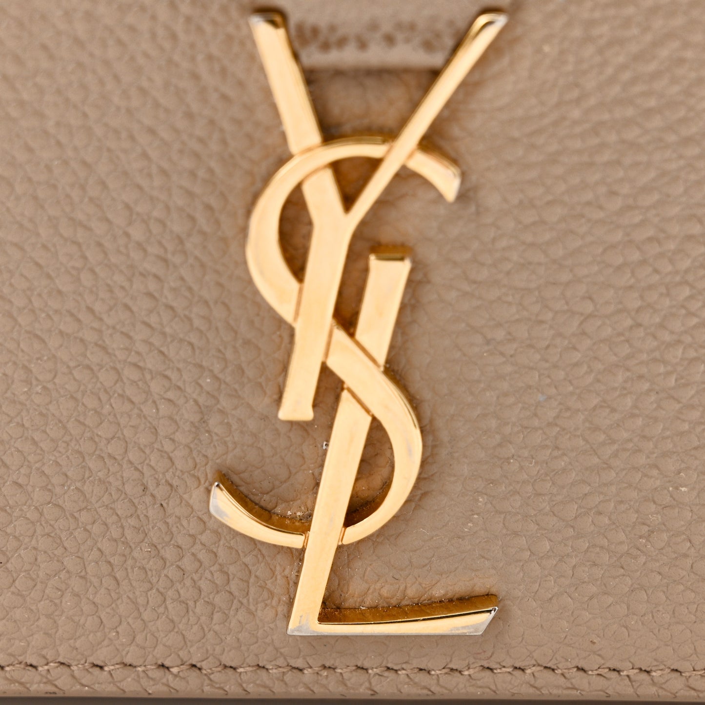 Grained Calfskin Monogram Large Flap Wallet Beige