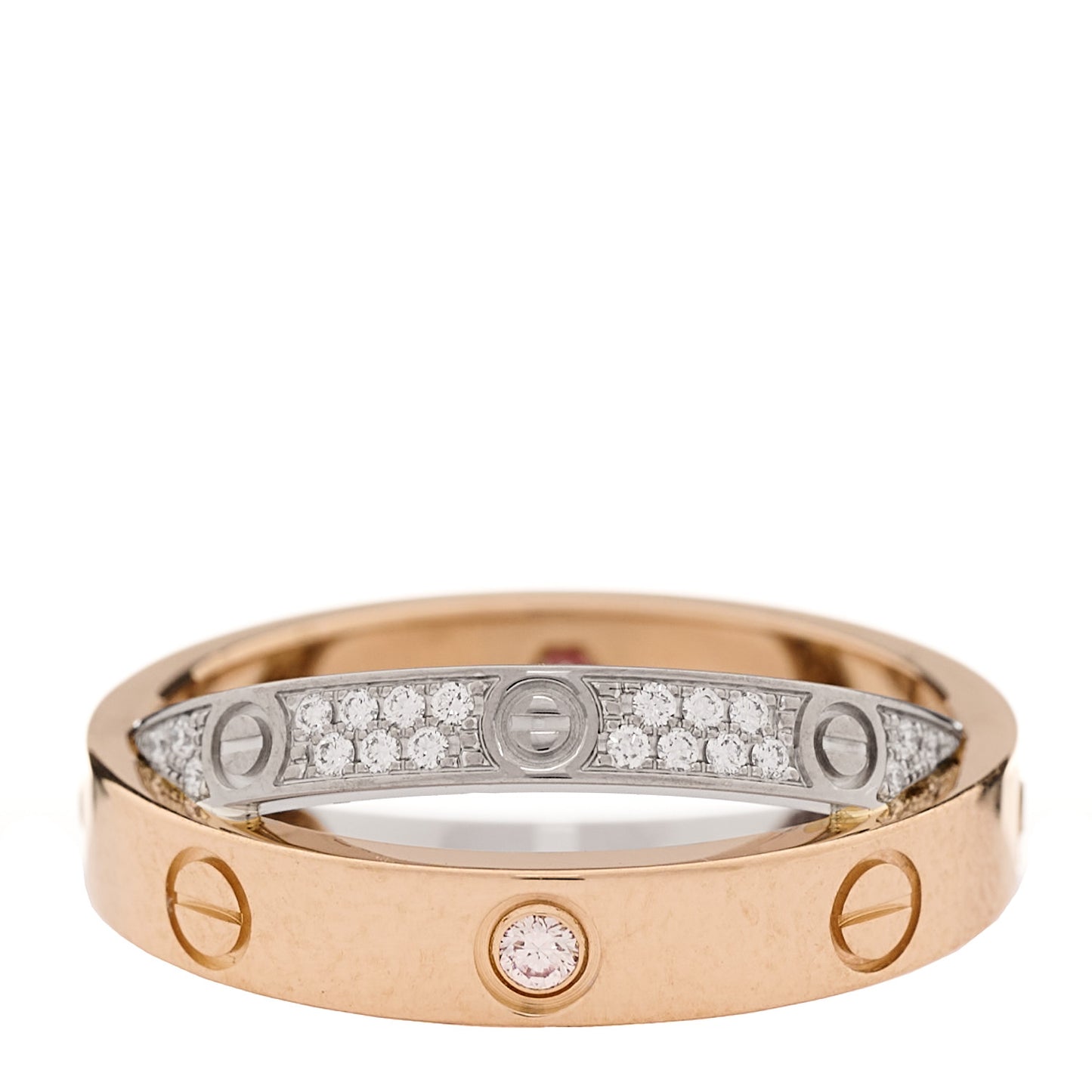18K Pink White Gold Diamond LOVE Pave Ring 48 4.5
