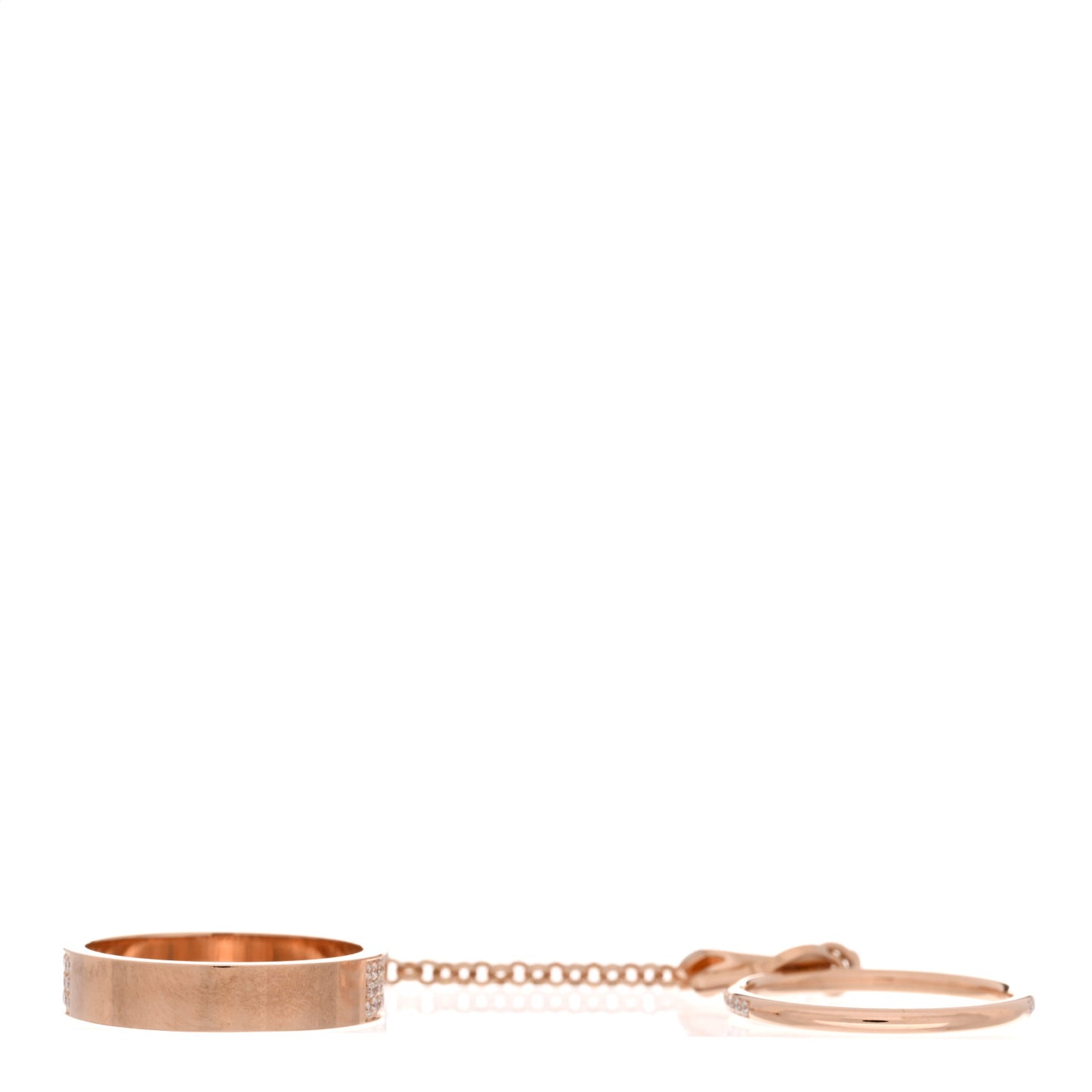 18K Rose Gold Diamond Kelly Clochette Double Ring 55 7.25