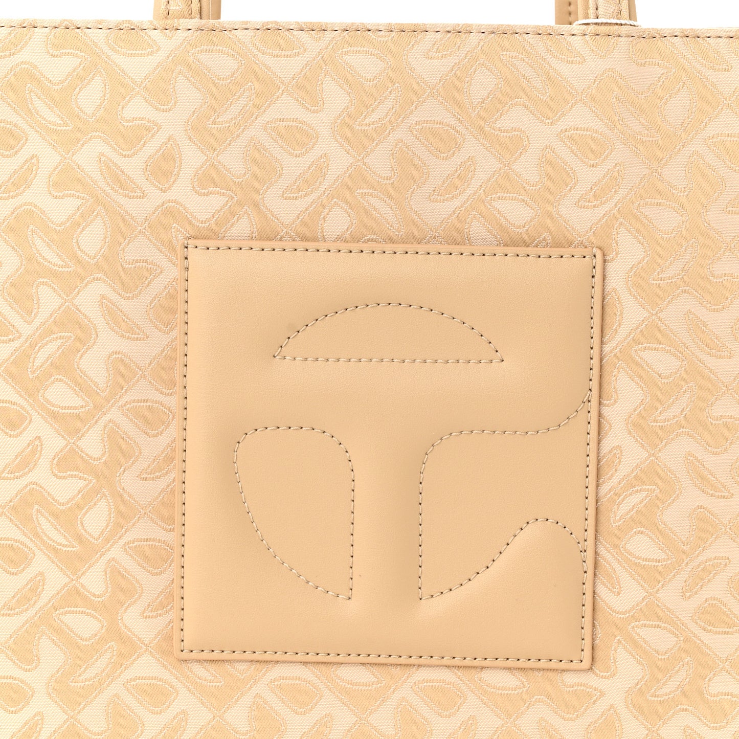 Monogram Jacquard Medium Shopping Bag Cream