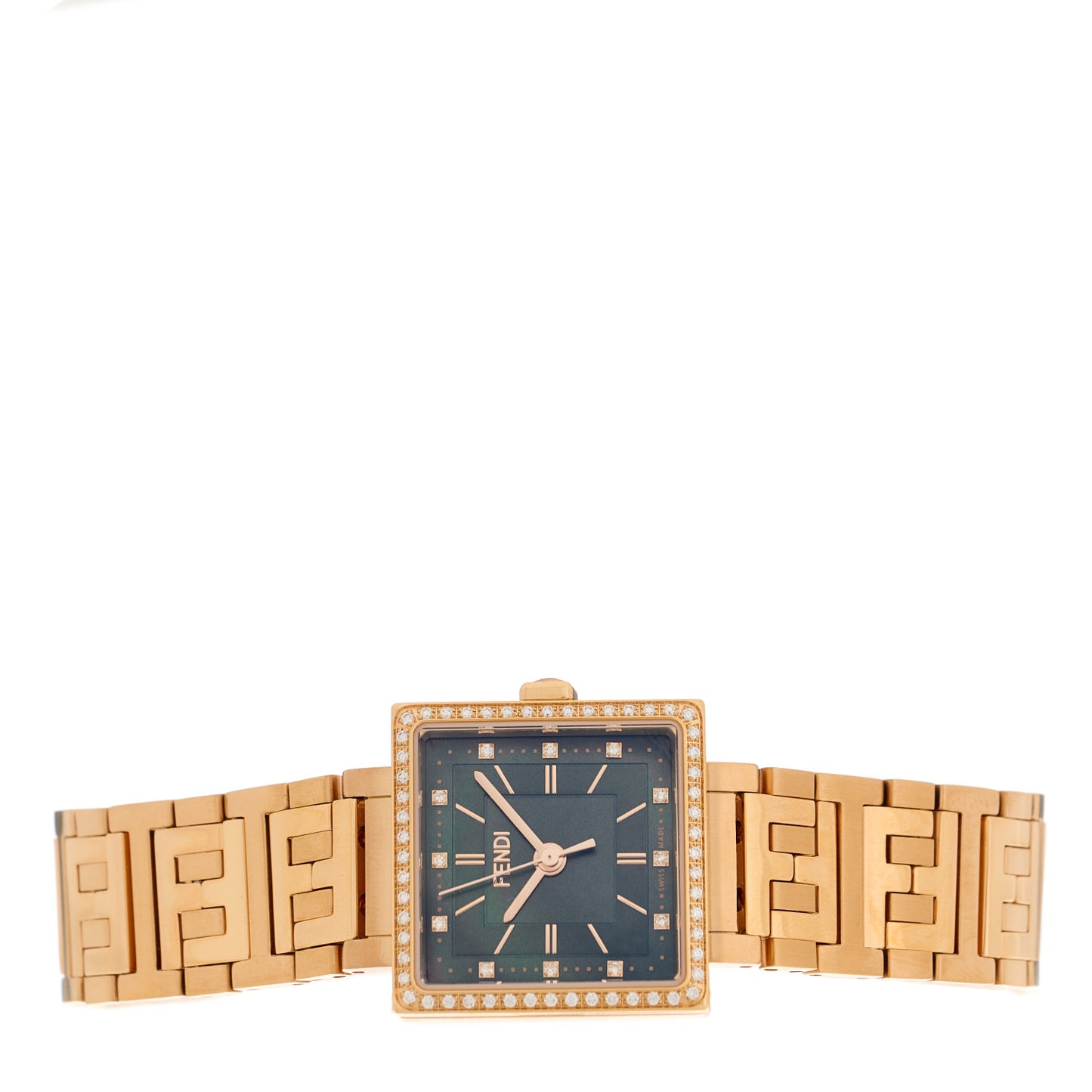 Stainless Steel Diamond Bezel Black Mother of Pearl 23mm Fendi Forever Quartz Watch