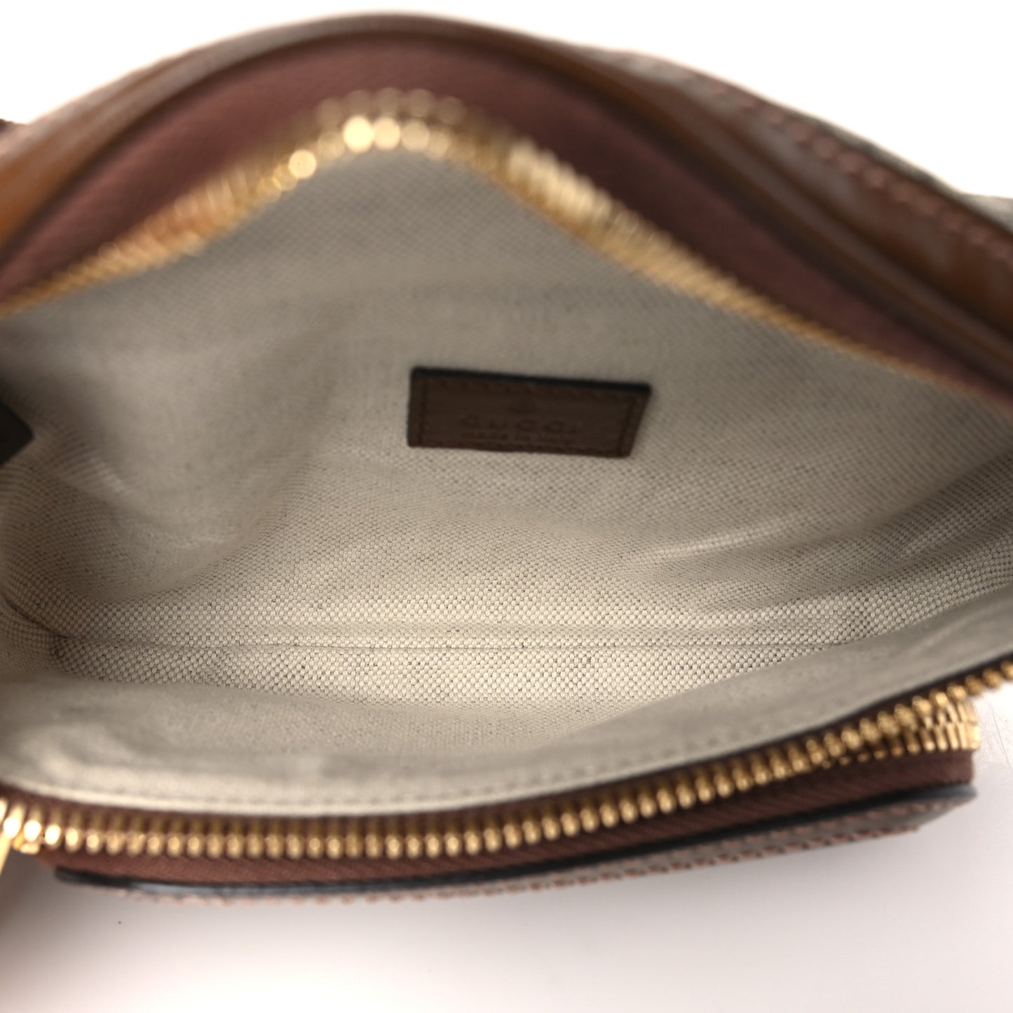 GG Supreme Monogram Textured Calfskin Retro Interlocking G Belt Bag Beige Ebony Brown Sugar