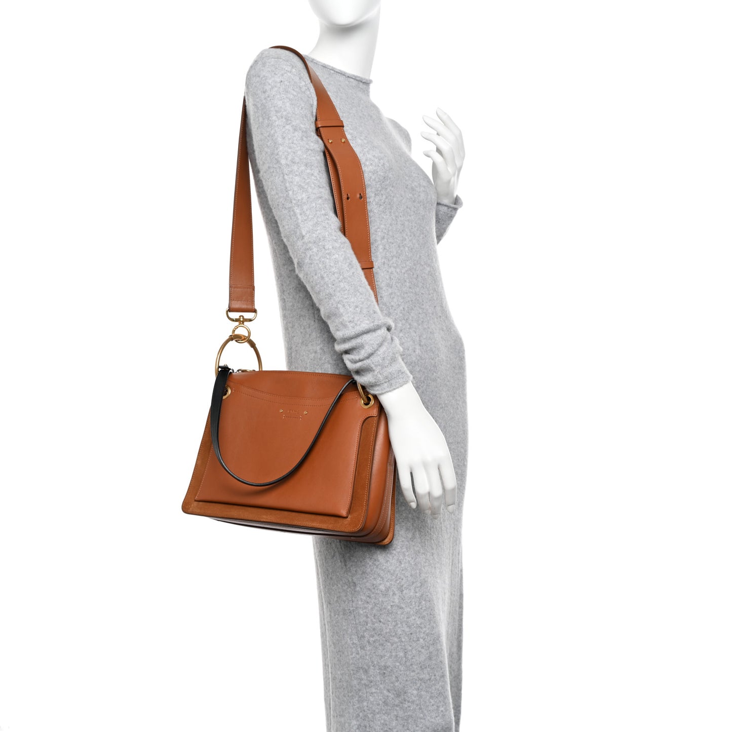 Calfskin Suede Small Roy Bag Caramel