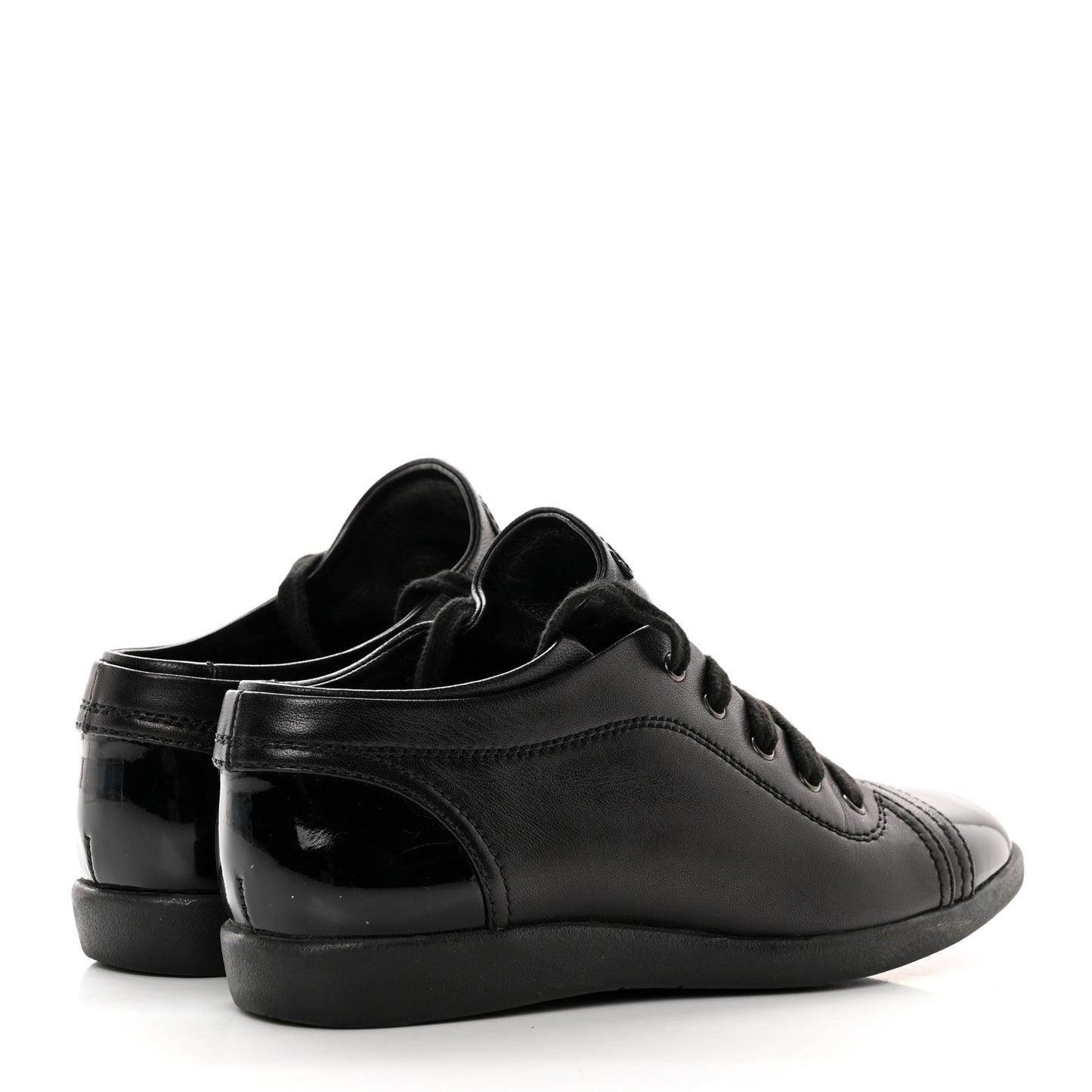 Lambskin Patent Cap Toe CC Sneakers 36 Black