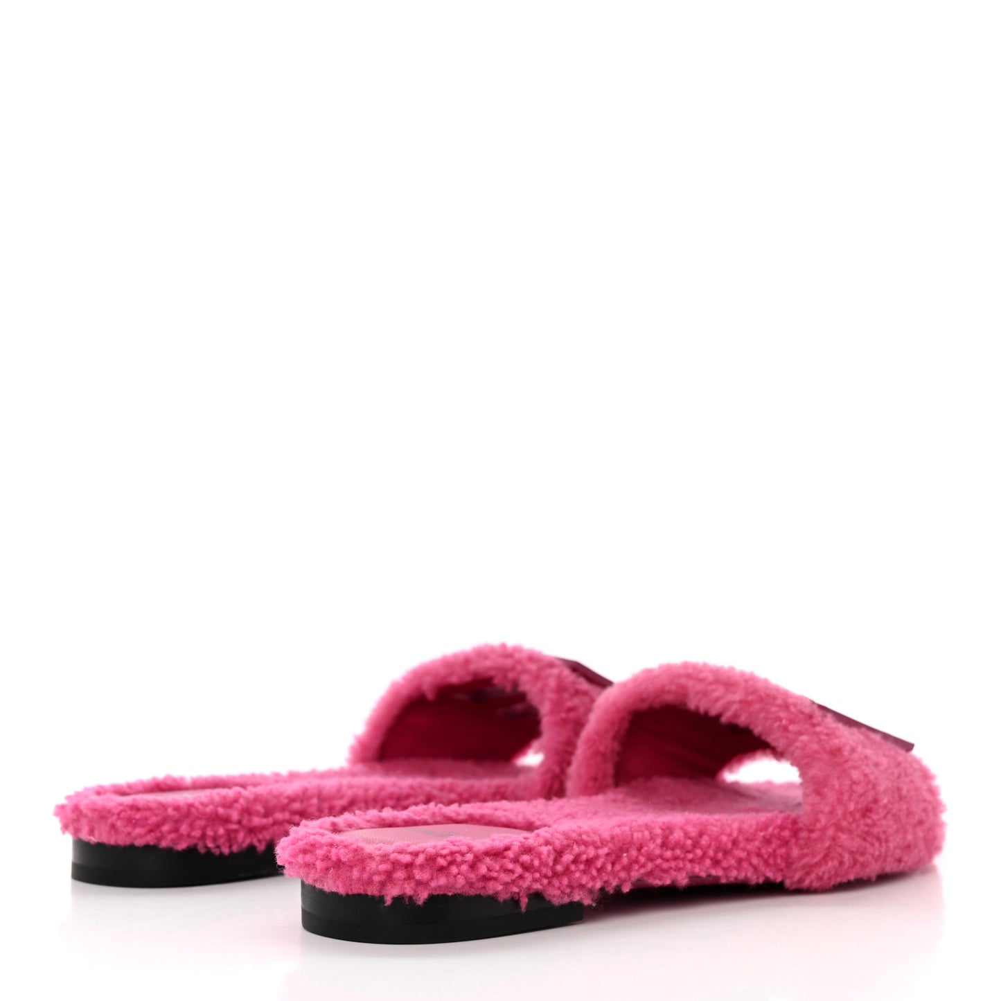Shearling FF Baguette Slide Sandals 36.5 Pink