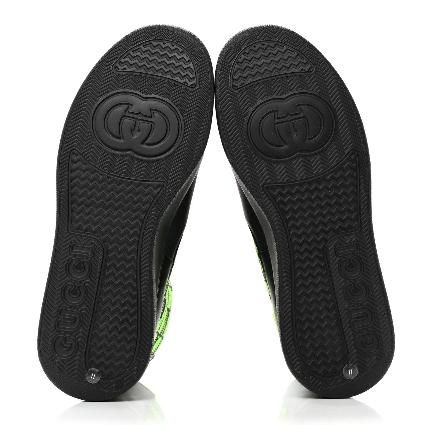 Dali Soft Calfskin Technical Jersey Knit GG Monogram Mens Ankle Boots 11 Black Neon Green