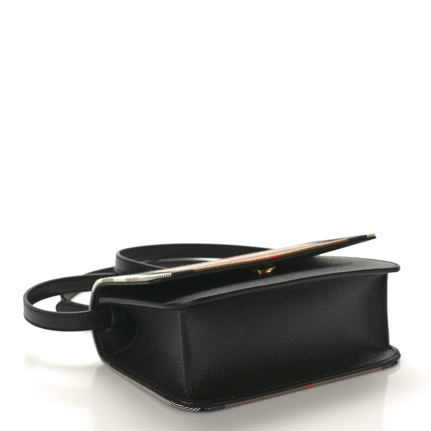 Grained Calfskin House Check Small Madison Shoulder Bag Black