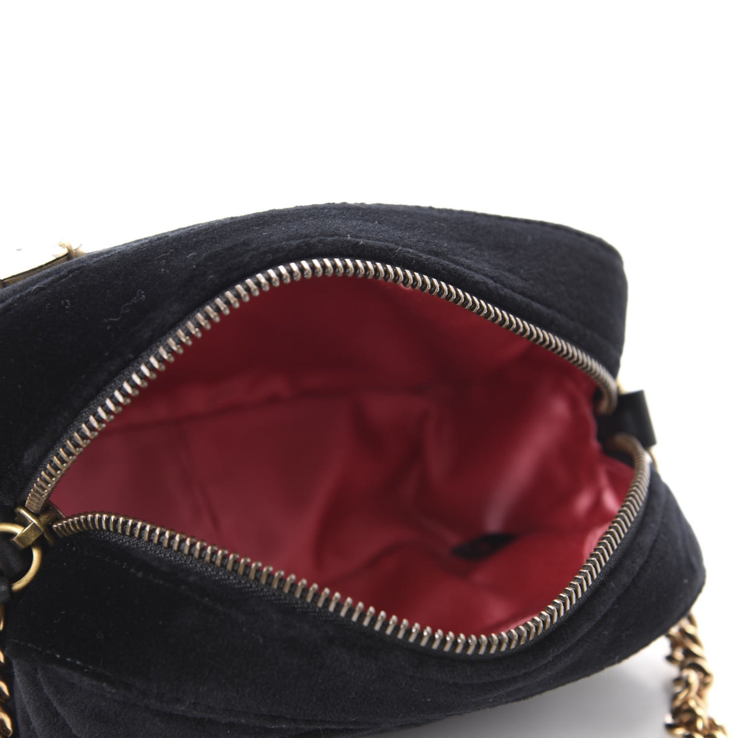 Velvet Matelasse Marquise Crystals Mini GG Marmont Chain Shoulder Bag Black