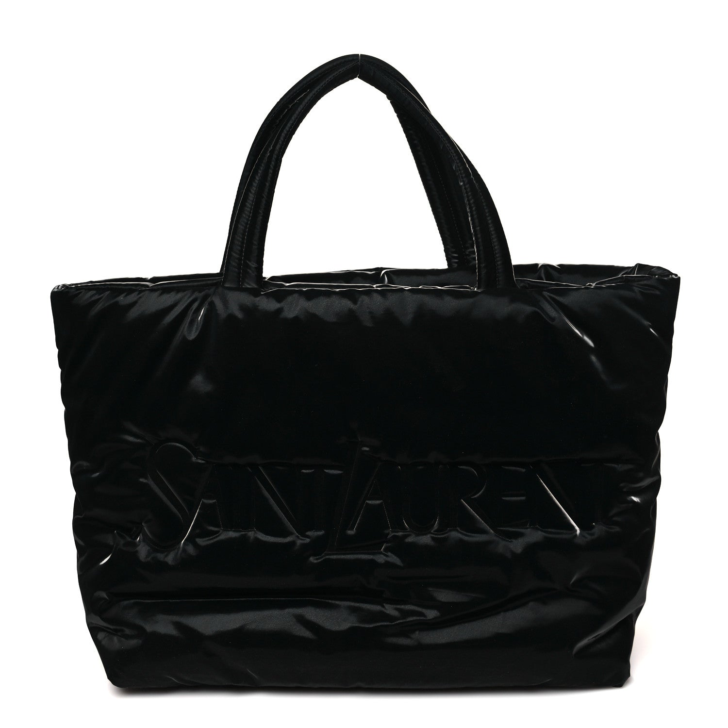 Saint Laurent Silktech Canvas Wide Puffer Tote Black 1852244