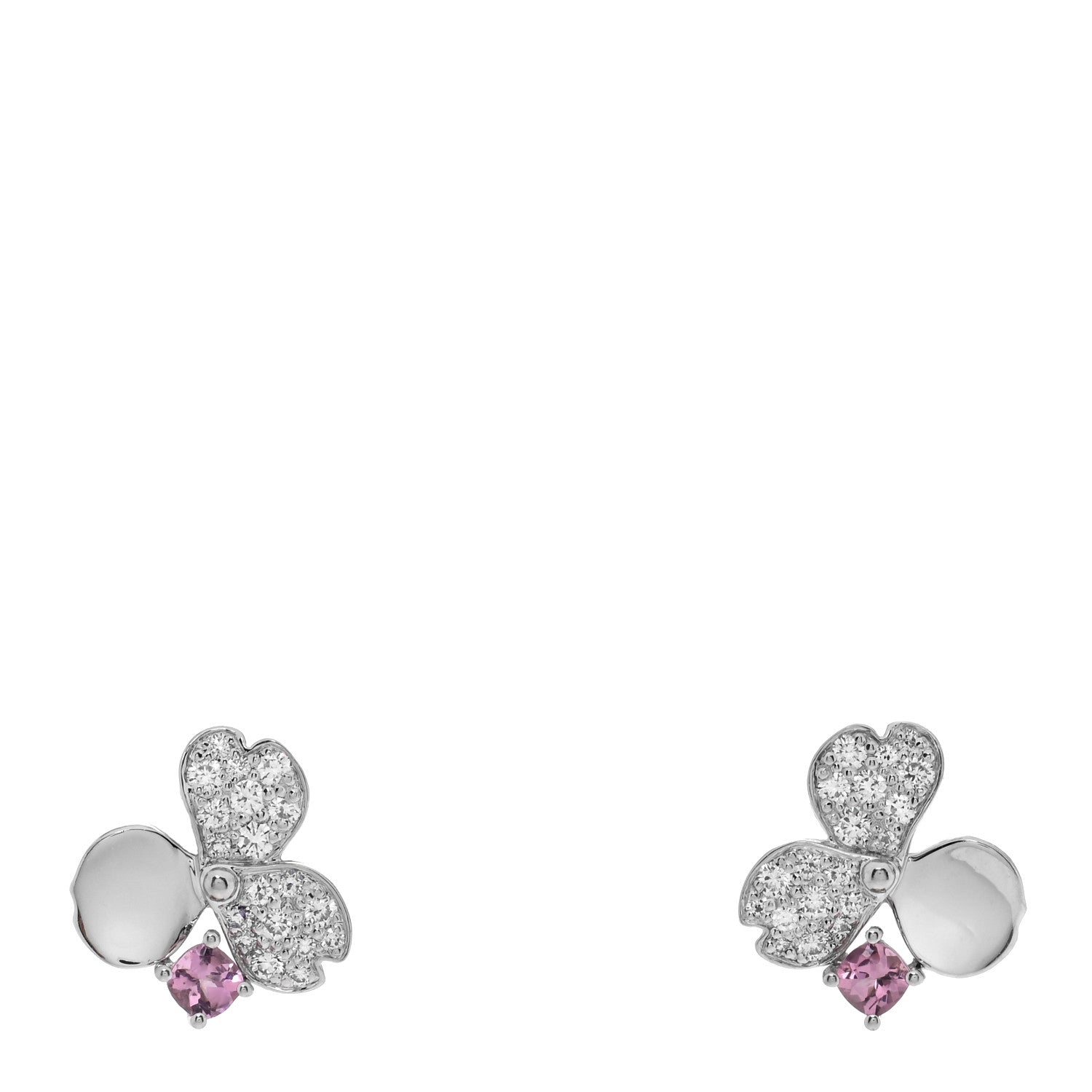 Tiffany Platinum Diamond Pink Tourmaline Paper Flowers Earrings 1 of 4