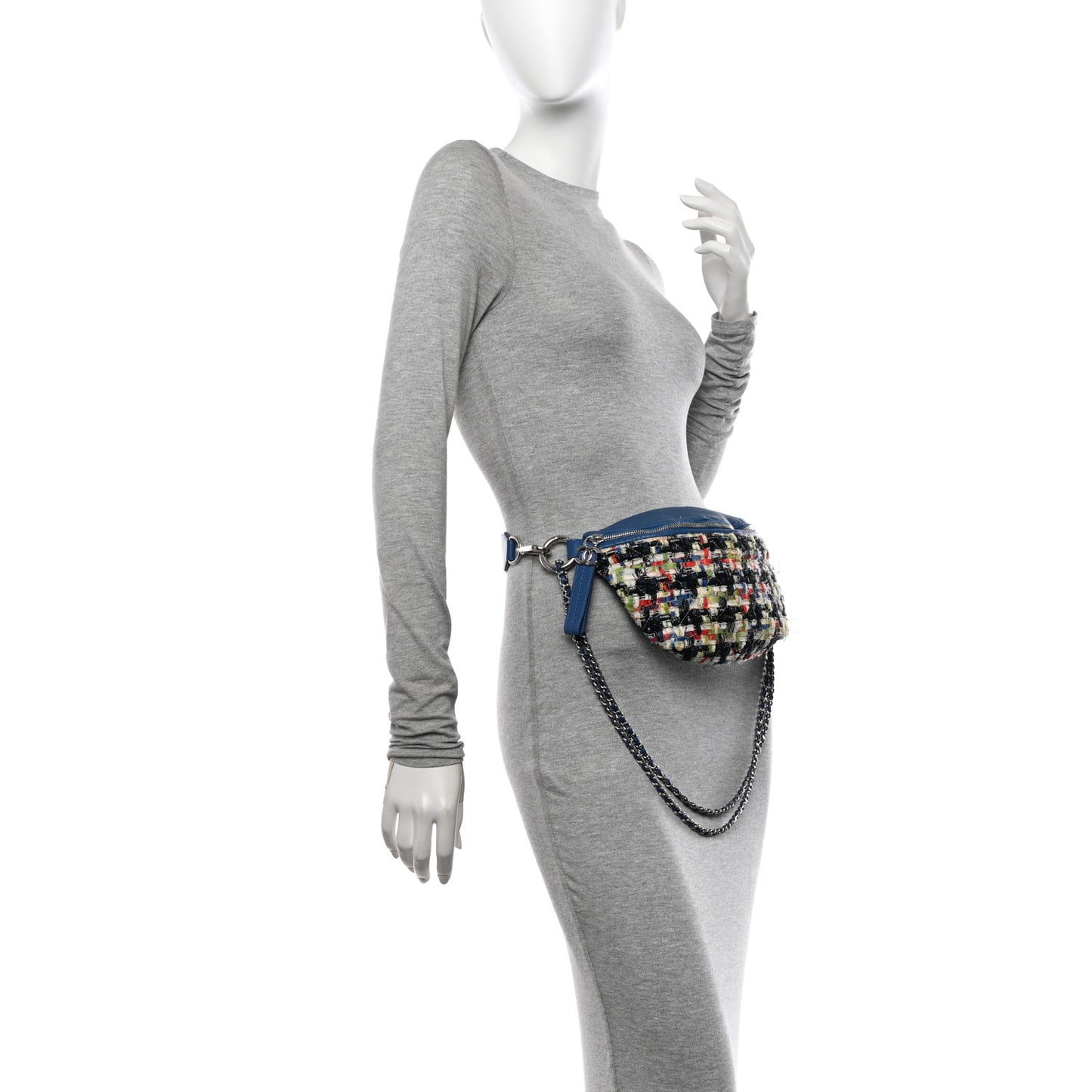 Lambskin Tweed Waist Bag Blue Multicolor