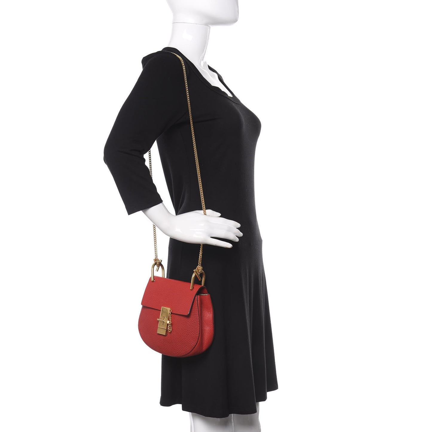 Grained Lambskin Mini Drew Shoulder Bag Plaid Red