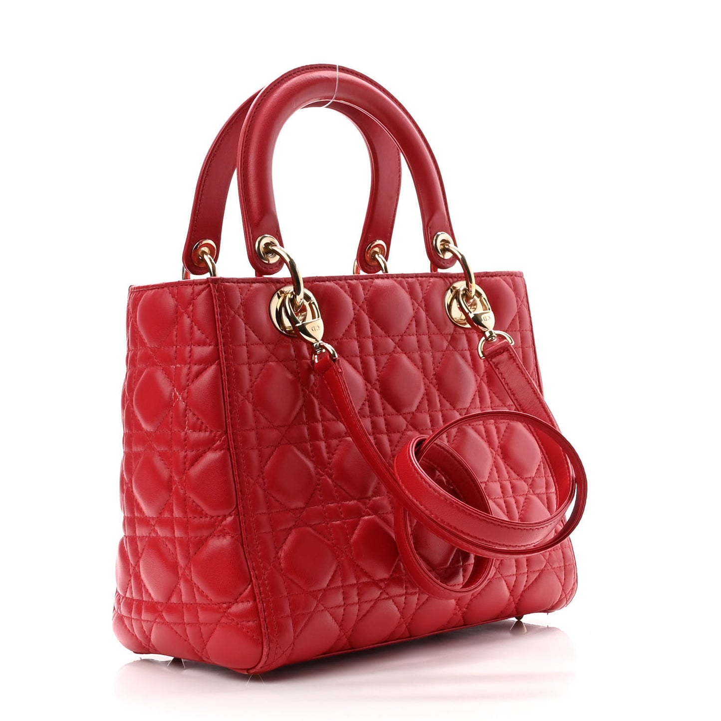 Lambskin Cannage Medium Lady Dior Red
