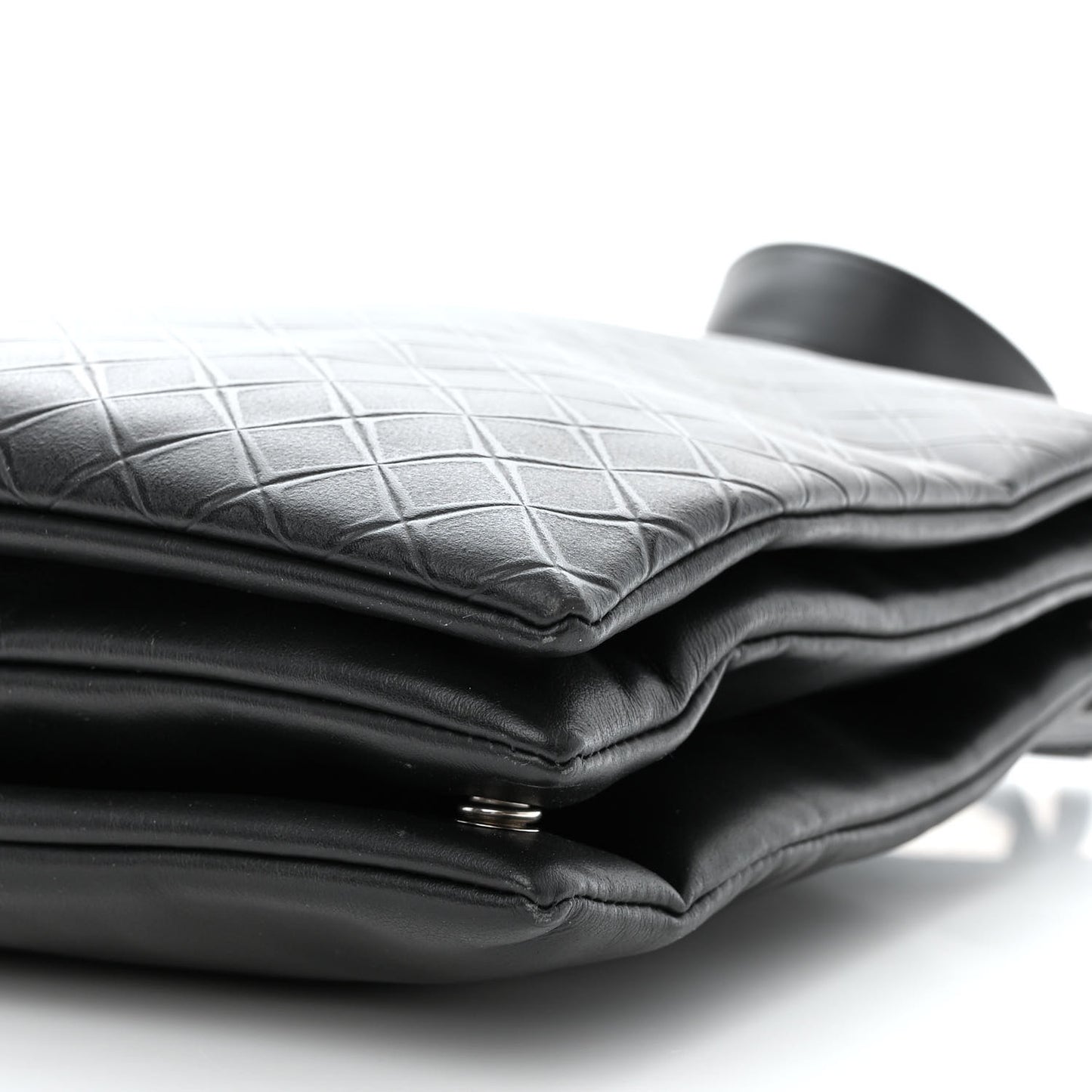 Intrecciato Embossed Triple Zip Messenger Bag Black