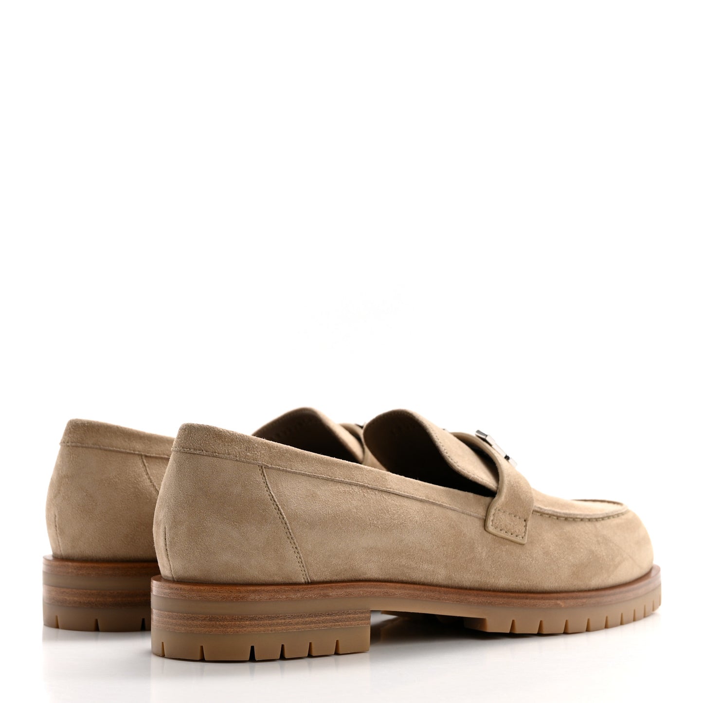 Suede Goatskin Womens Faubourg Loafers 41 Beige Argile