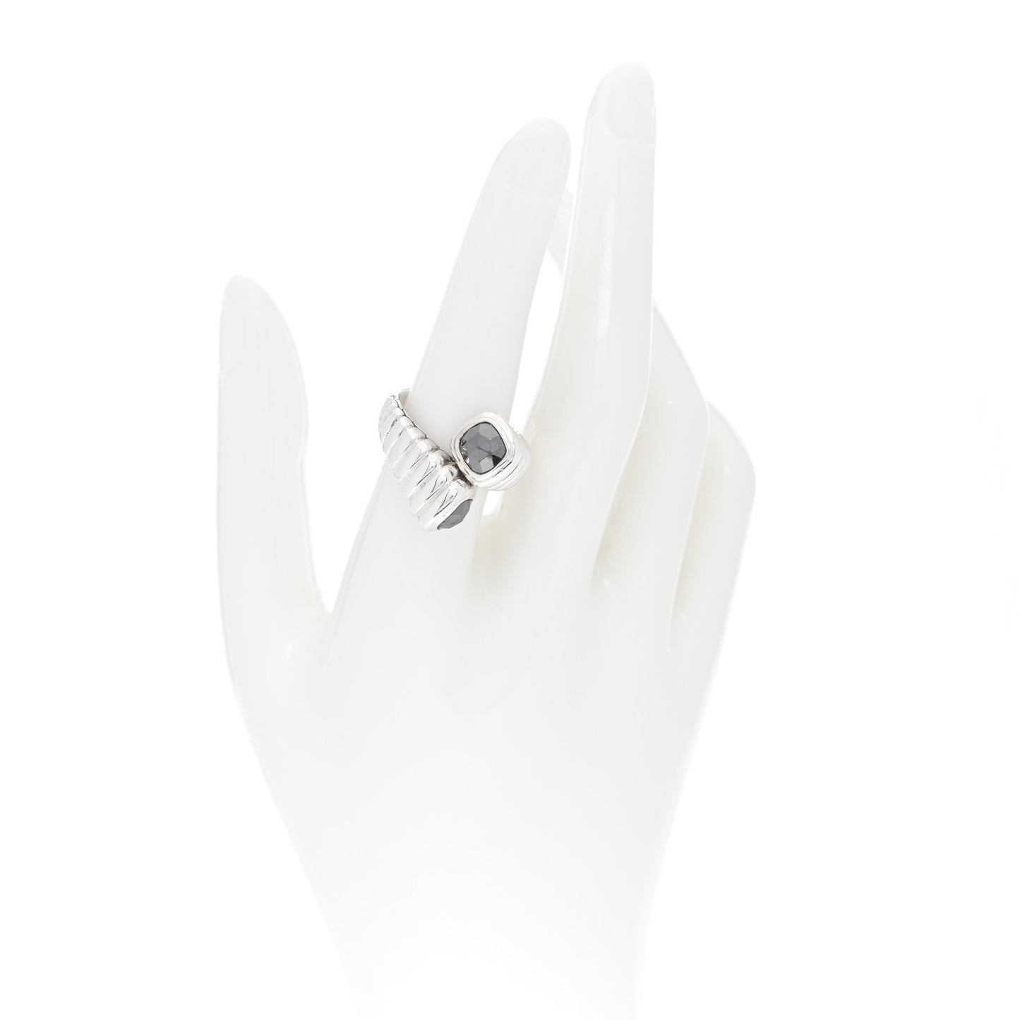 Sterling Silver Hematine Bedeg Bypass Ring 54 7