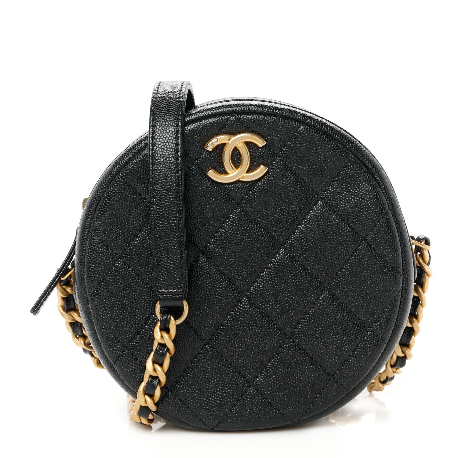 Chanel Caviar Quilted Round Clutch With Chain Black 1 of 11