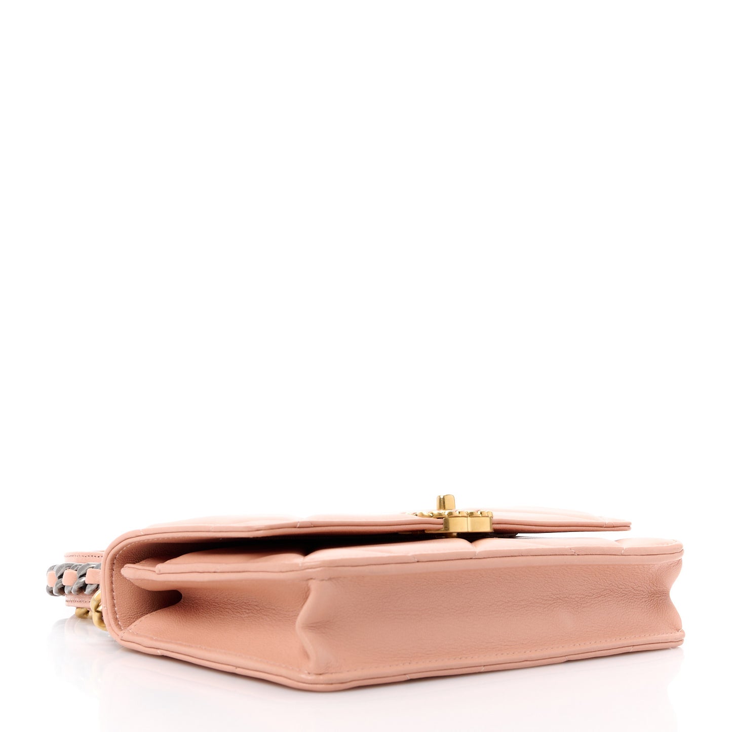 Lambskin Quilted Chanel 19 Wallet On Chain WOC Beige