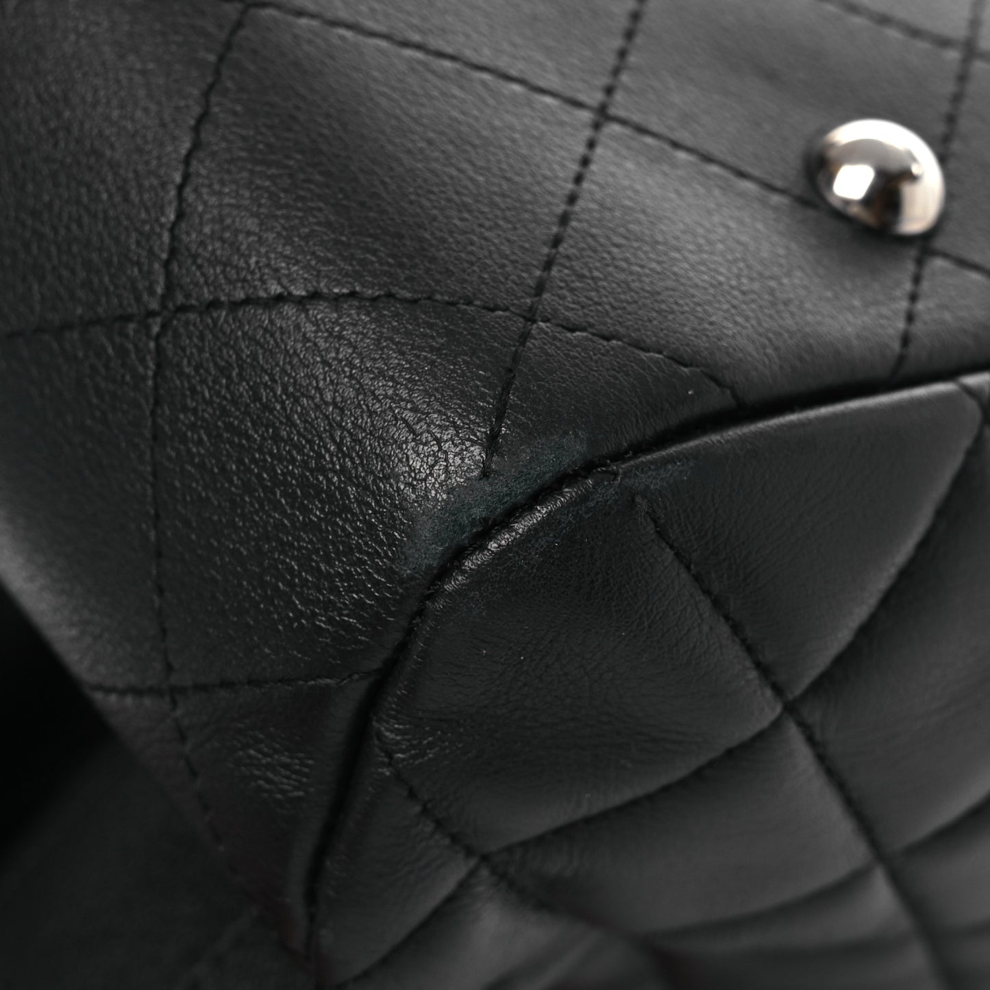 Calfskin Quilted Large CC Shopping Tote Black