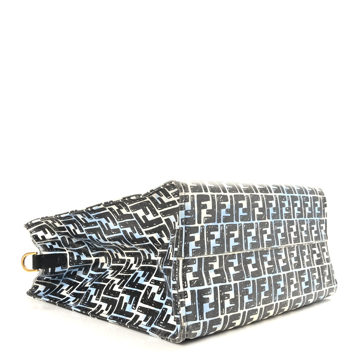 X JOSHUA VIDES Coated Canvas FF Cloudy Shopping Tote White Celeste Black