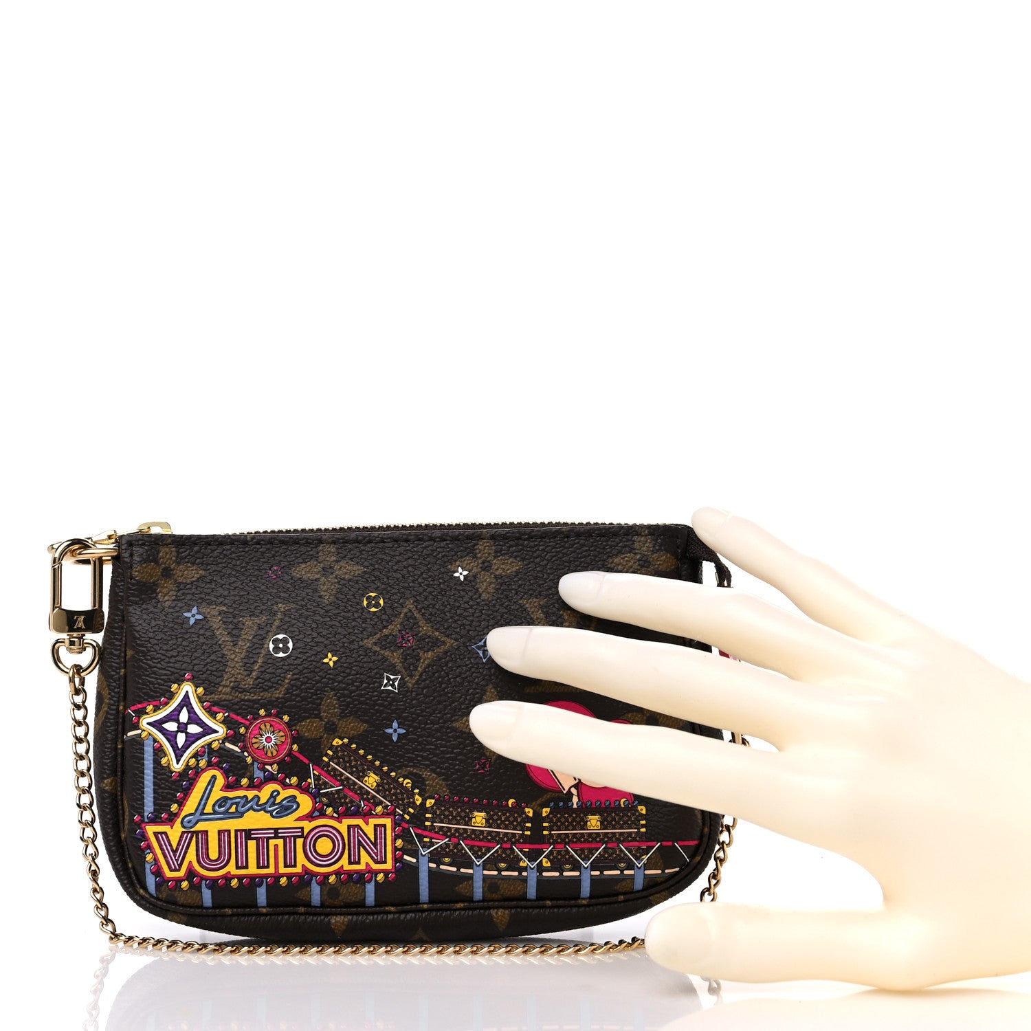 Louis Vuitton Monogram 2020 Christmas Animation Roller Coaster Mini Pochette Accessories Pivoine 2 of 9