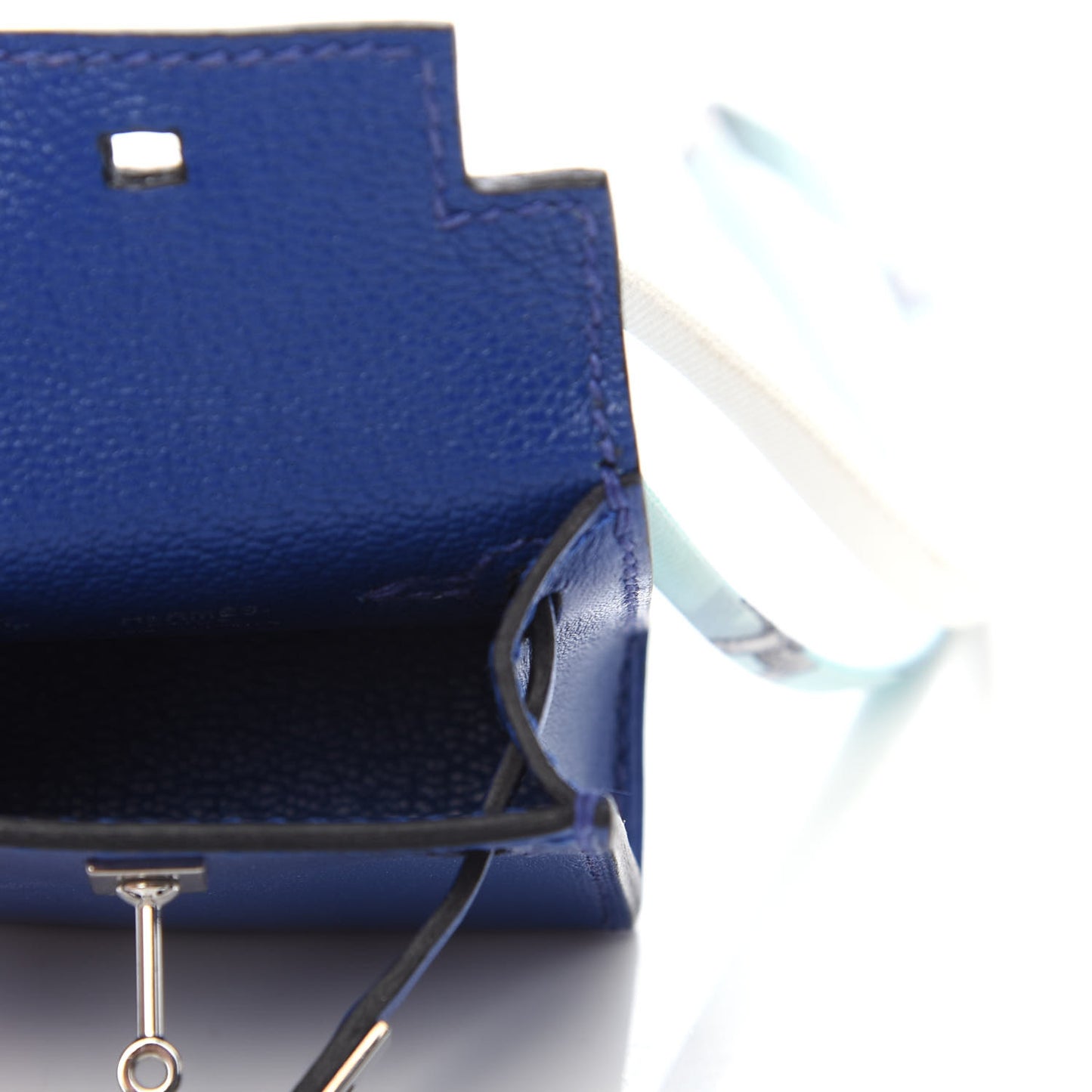 Tadelakt Mini Kelly Twilly Bag Charm Bleu Electrique