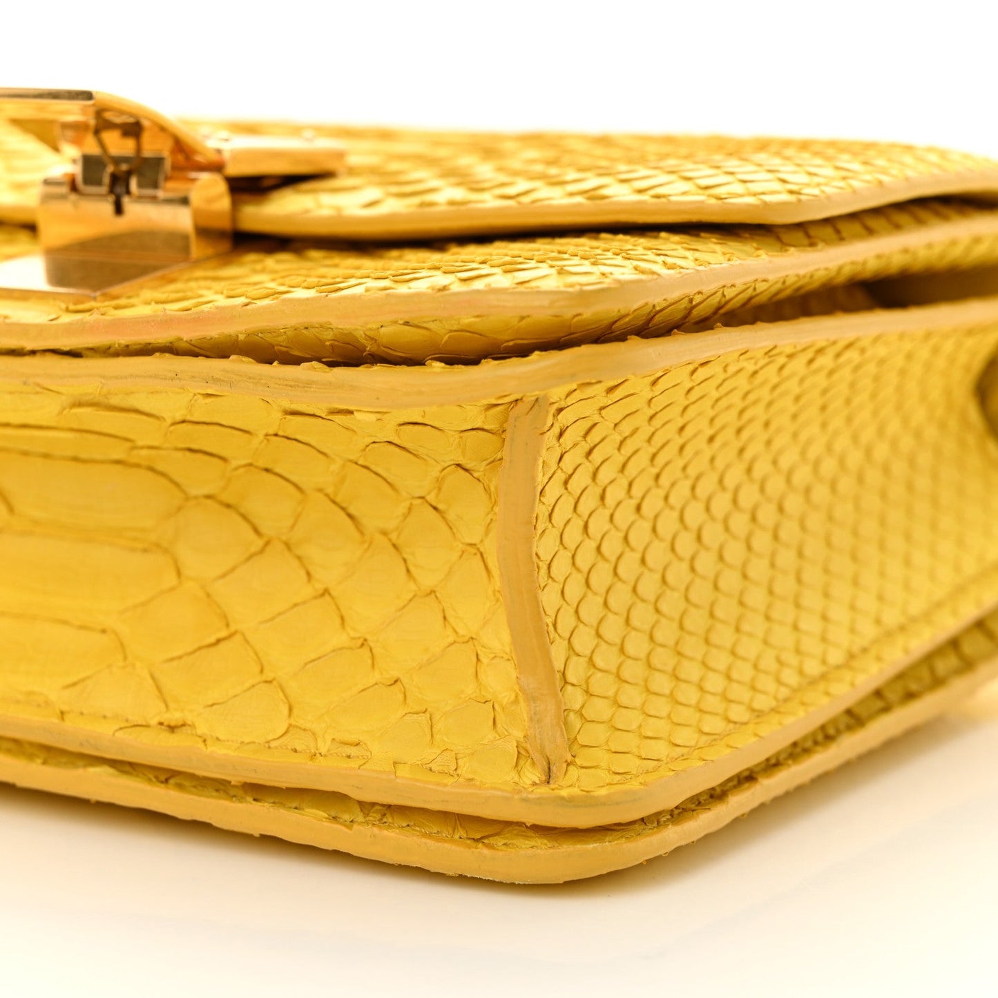 Snakeskin Small Classic Box Flap Bag Yellow