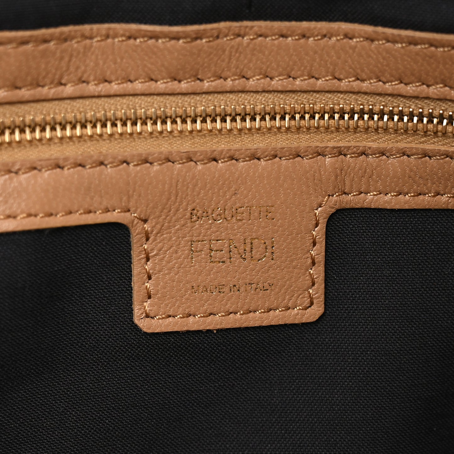 Nappa FF 1974 Embossed Baguette Miele Scuro