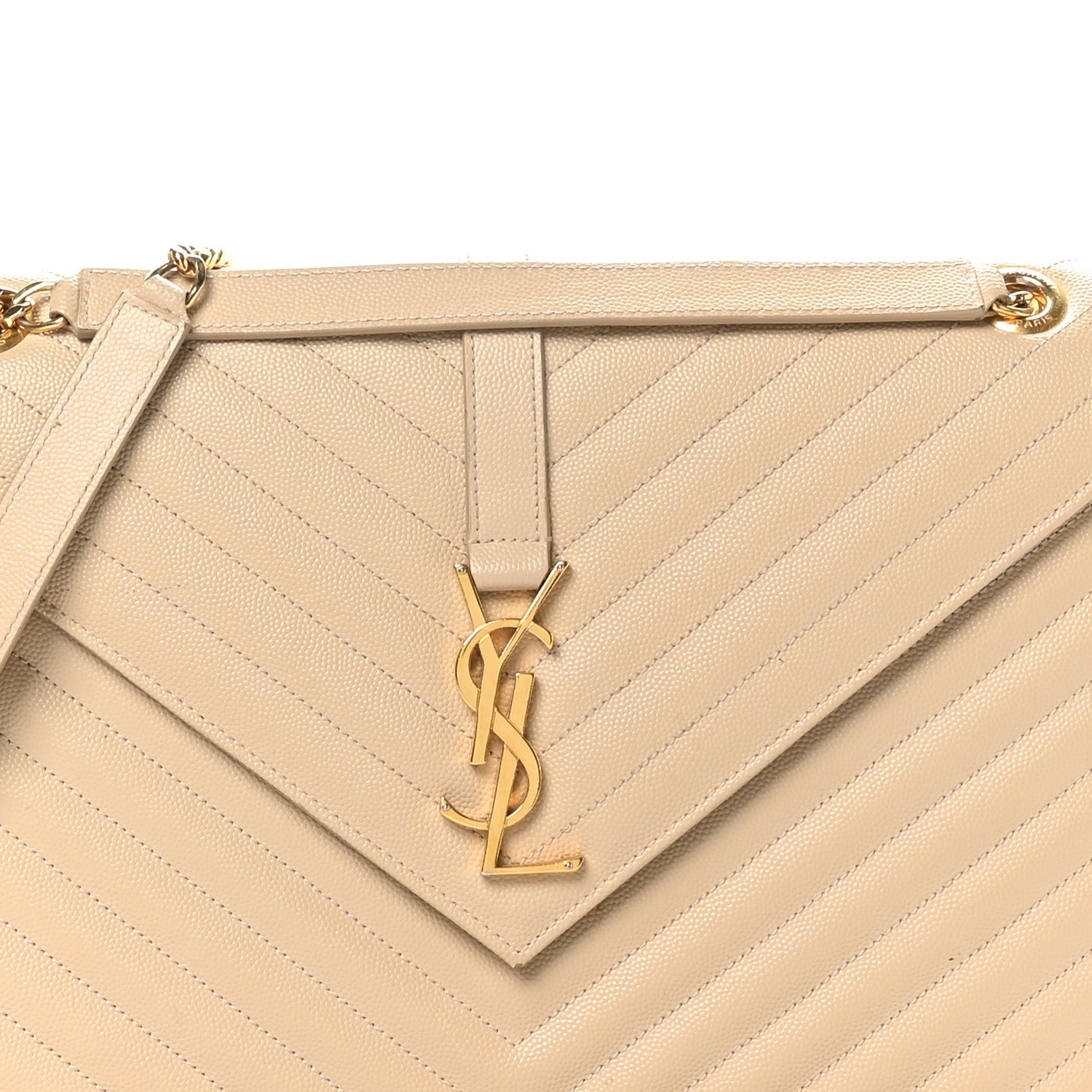 Saint Laurent Grain De Poudre Matelasse Chevron Large Monogram Satchel Nude Powder 8 of 10