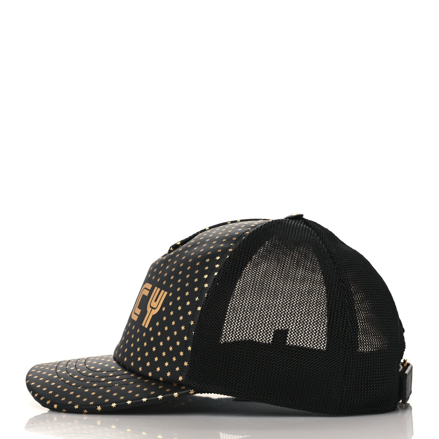 Gucci X SEGA Calfskin GUCCY Stars Baseball Hat XL Black Gold 4 of 8