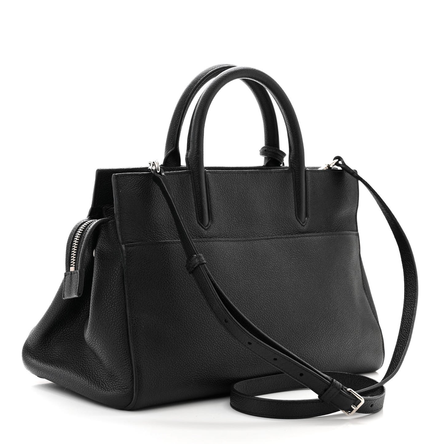 Grained Calfskin Small Cabas Rive Gauche Black