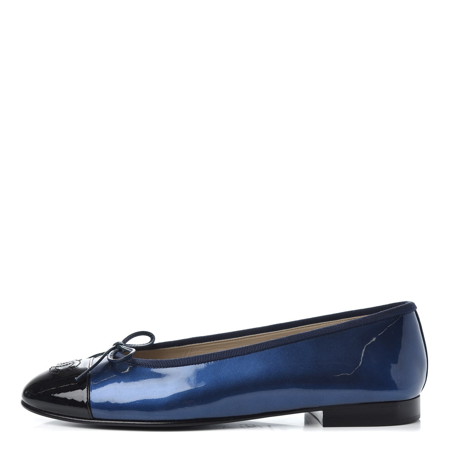 Patent CC Cap Toe Ballerina Flats 38.5 Blue Black