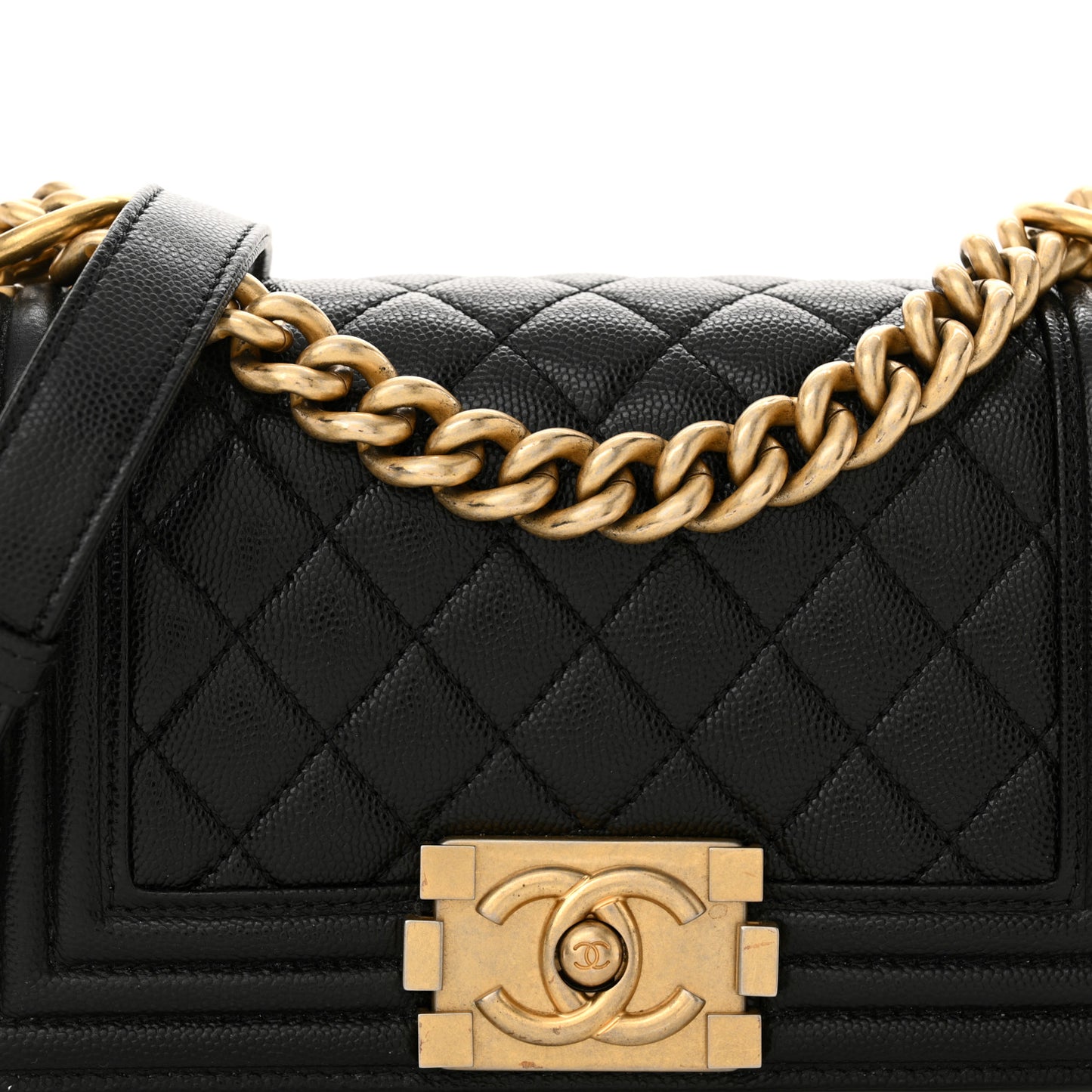 Caviar Quilted Small Boy Flap Black