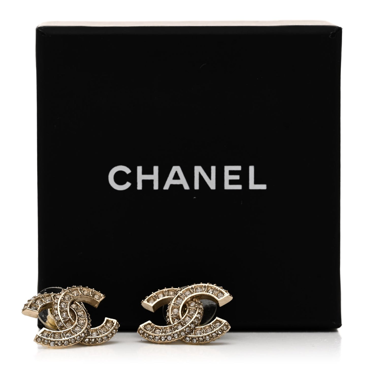 Crystal Timeless CC Earrings Light Gold