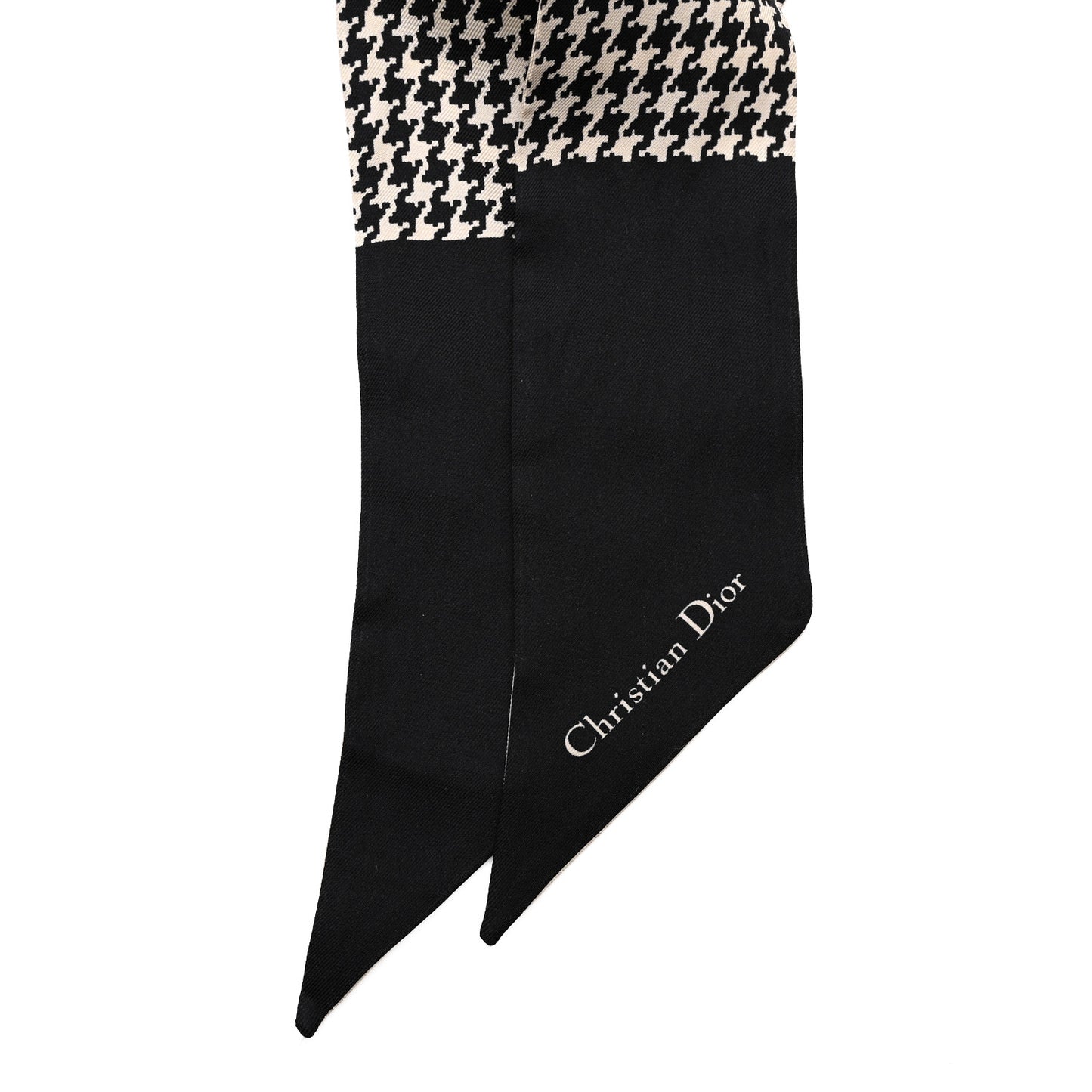 Silk Houndstooth Mitzah Scarf Black White