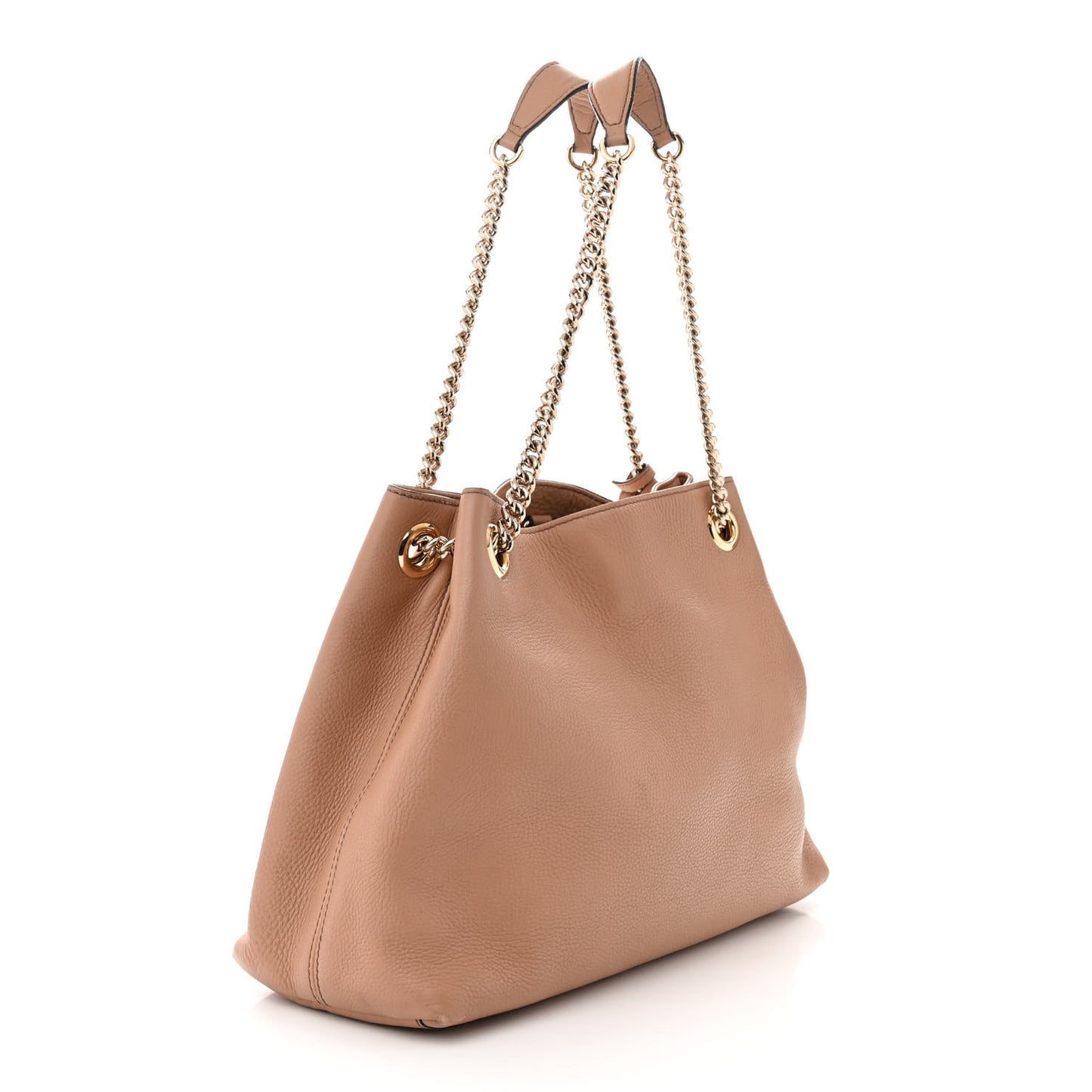 Pebbled Calfskin Medium Soho Chain Shoulder Bag Camelia