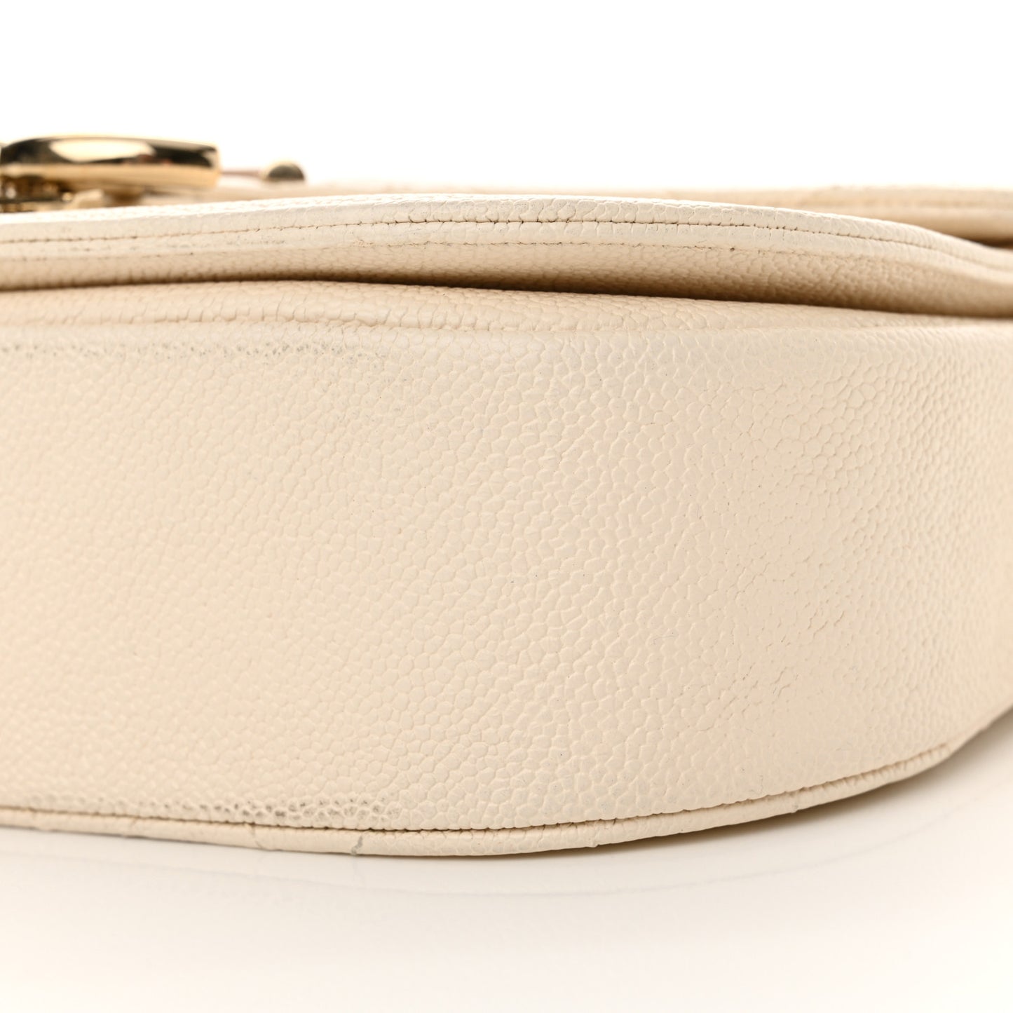 Grained Calfskin Quilted Small Cuba Top Handle Flap White