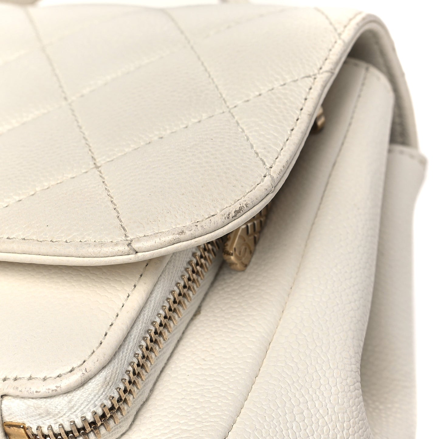 Caviar Quilted Small Business Affinity Flap White