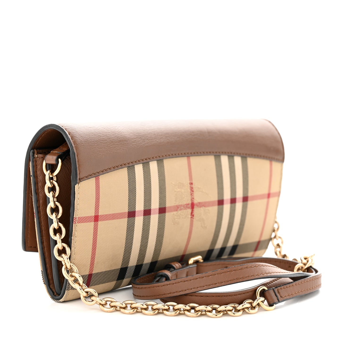 Calfskin Horseferry Check Henley Wallet On Chain Tan