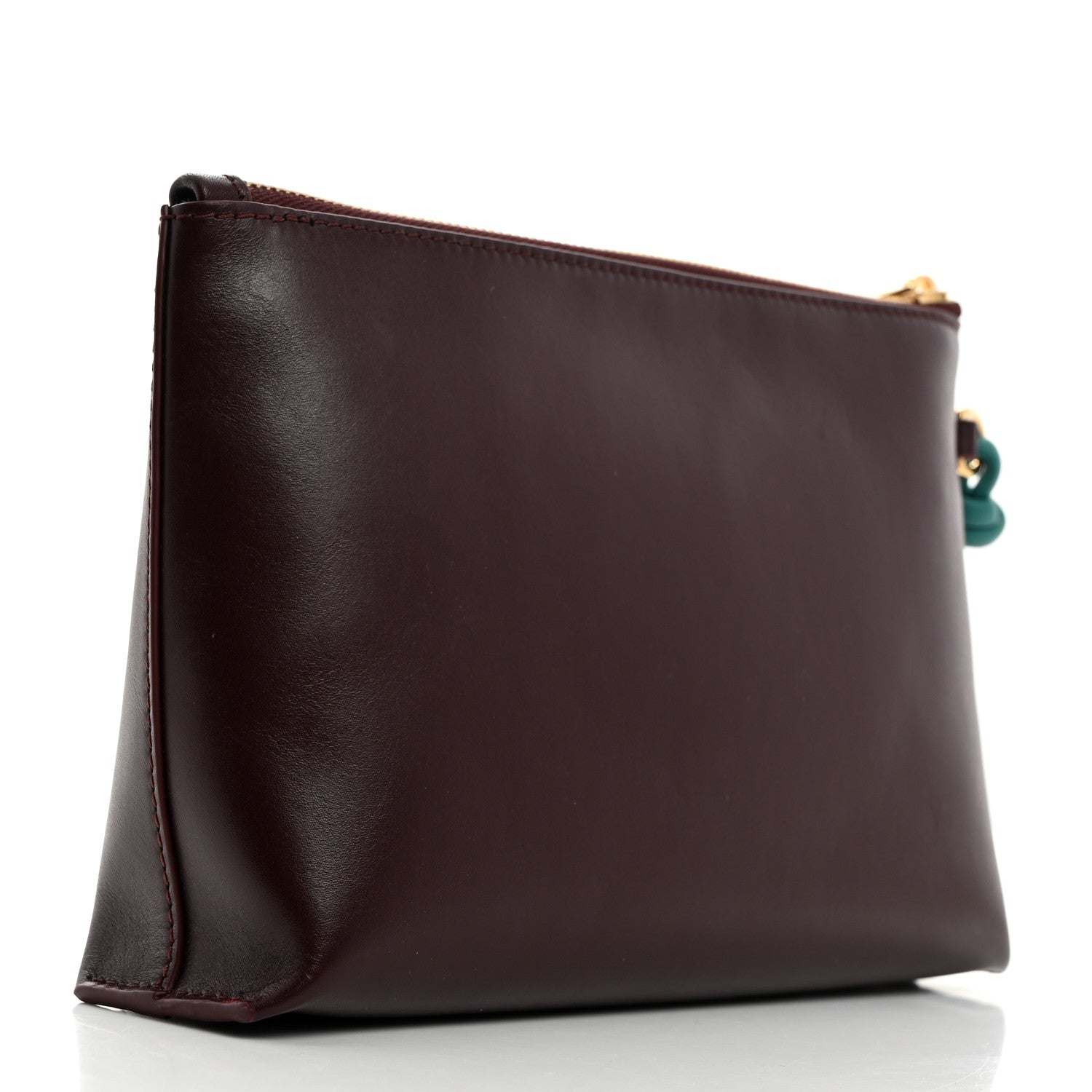 Loewe Shiny Nappa Calfskin Flamenco Knot Pouch Burgundy Emerald 3 of 7