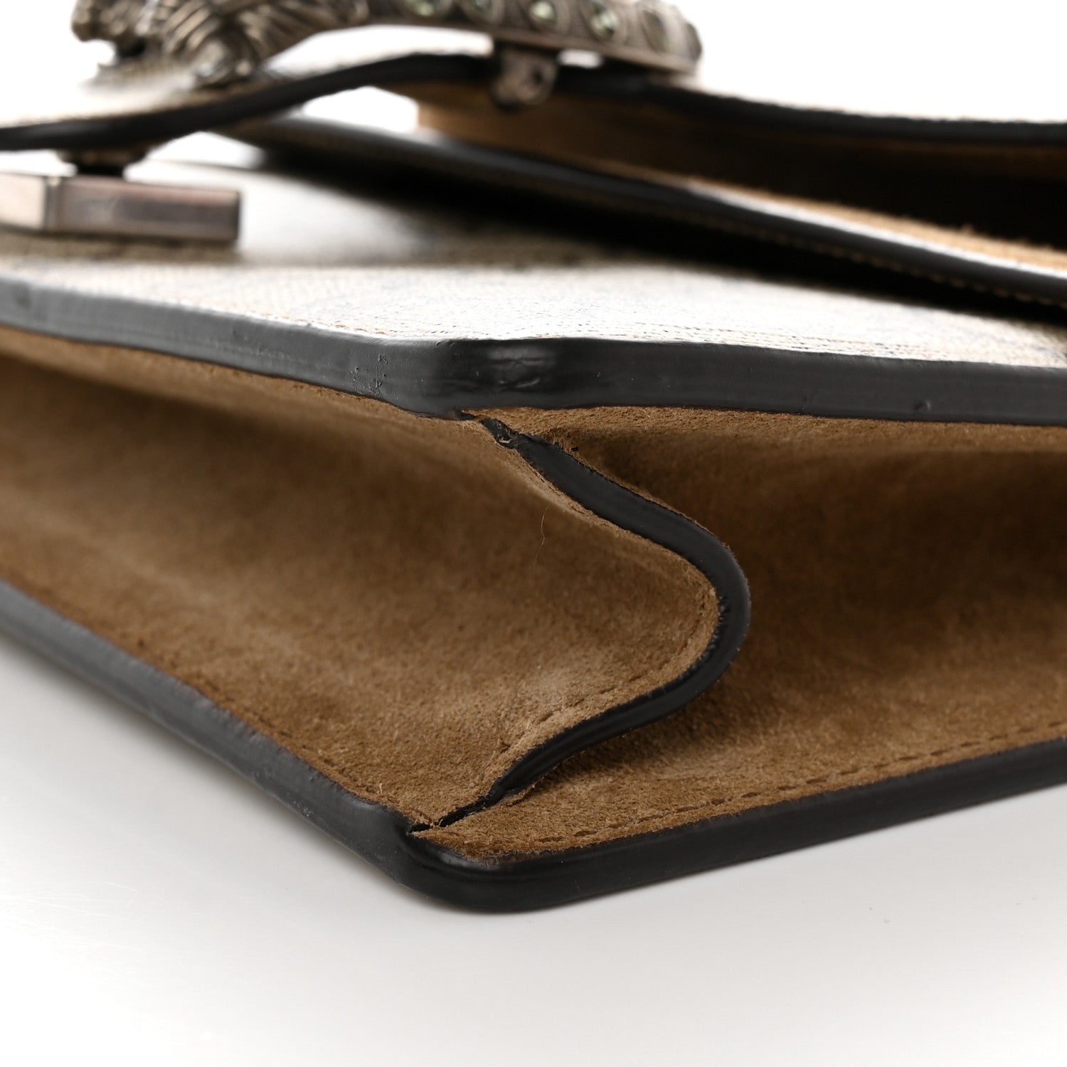 Gucci GG Supreme Monogram Suede Crystal Small Dionysus Shoulder Bag Beige Ebony Taupe 12 of 13