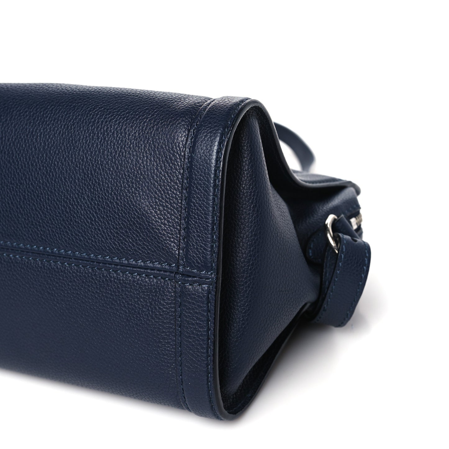 Pebbled Calfskin Small Skull Padlock Zip Around Tote Navy