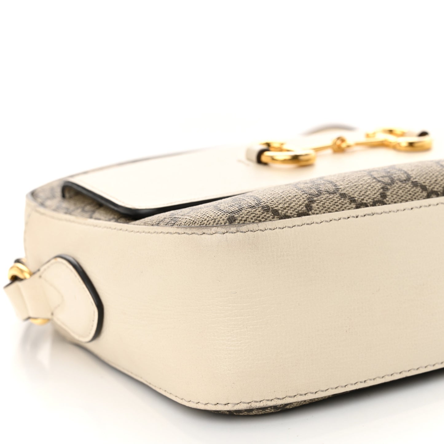 GG Supreme Monogram Small Horsebit 1955 Shoulder Bag Beige Mystic White