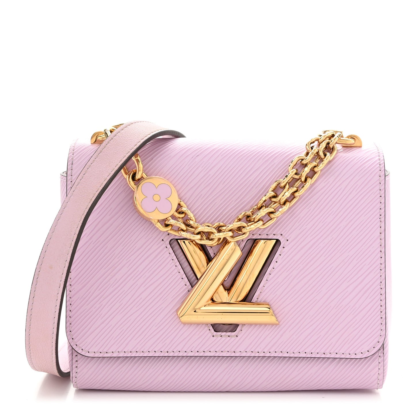 Epi Twist Monogram Flower Chain Shoulder Bag MM Wisteria Pink Purple