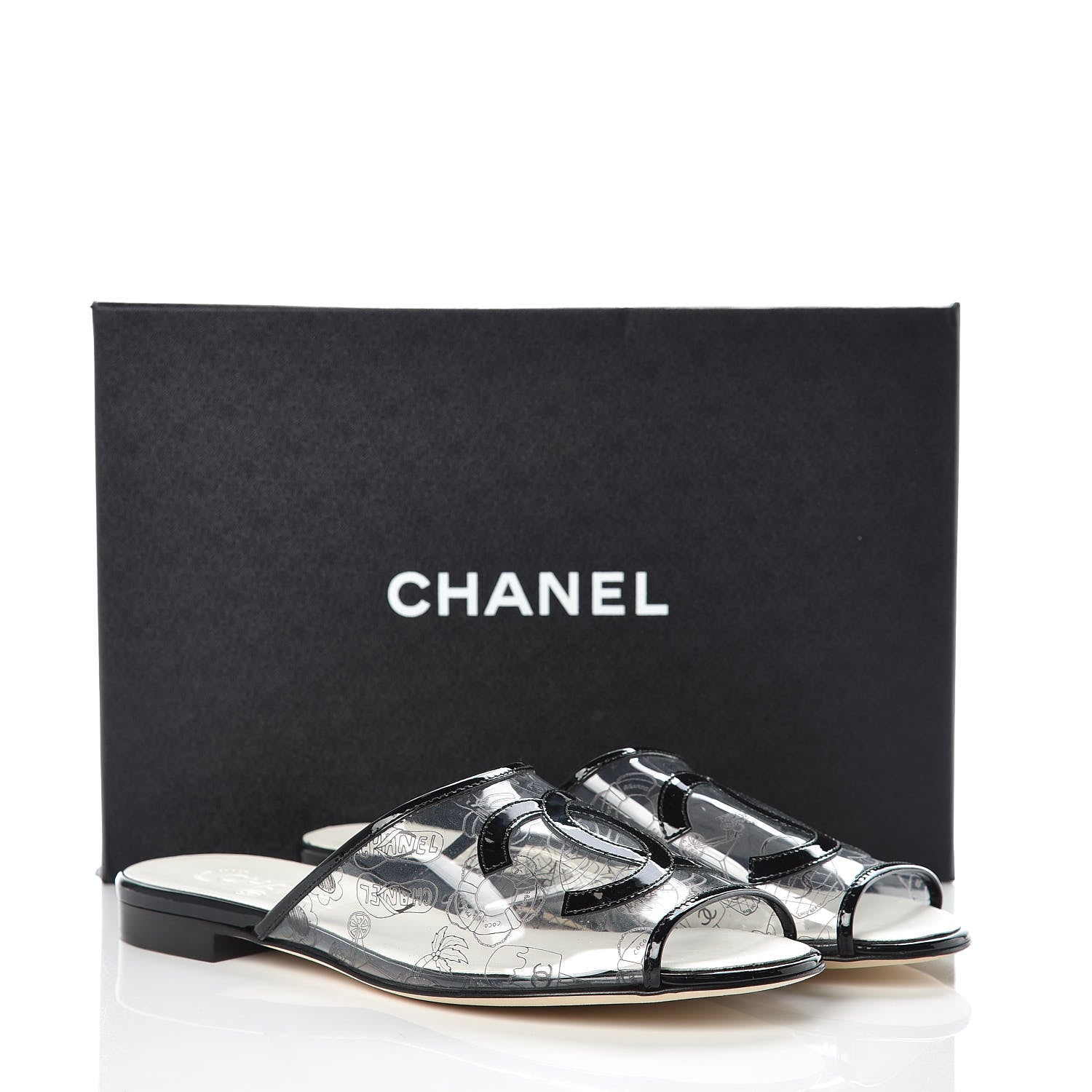 Chanel Patent Calfskin PVC Mule 39 Transparent Black 8 of 8