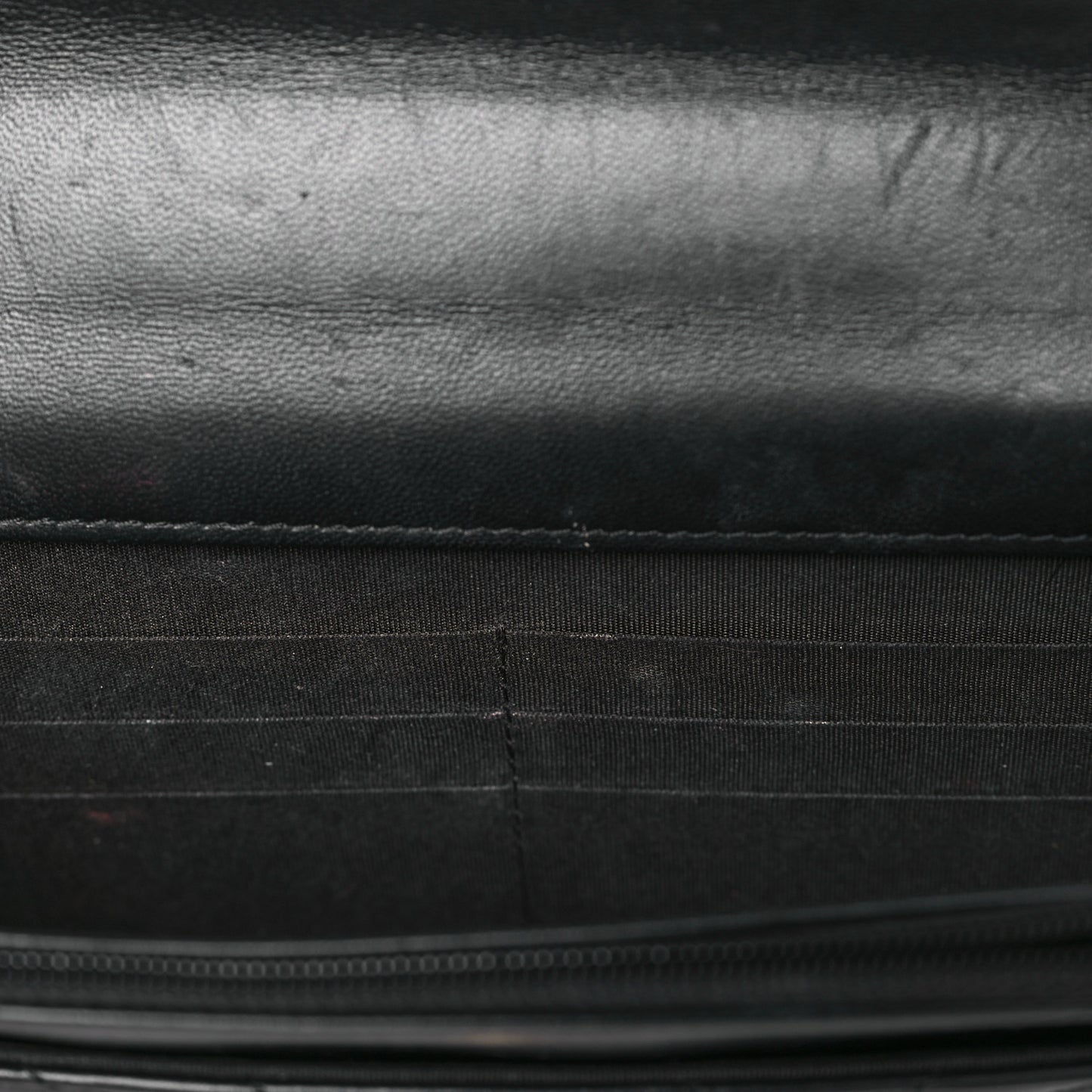 Lambskin Chevron Quilted Trendy CC Wallet On Chain WOC Black