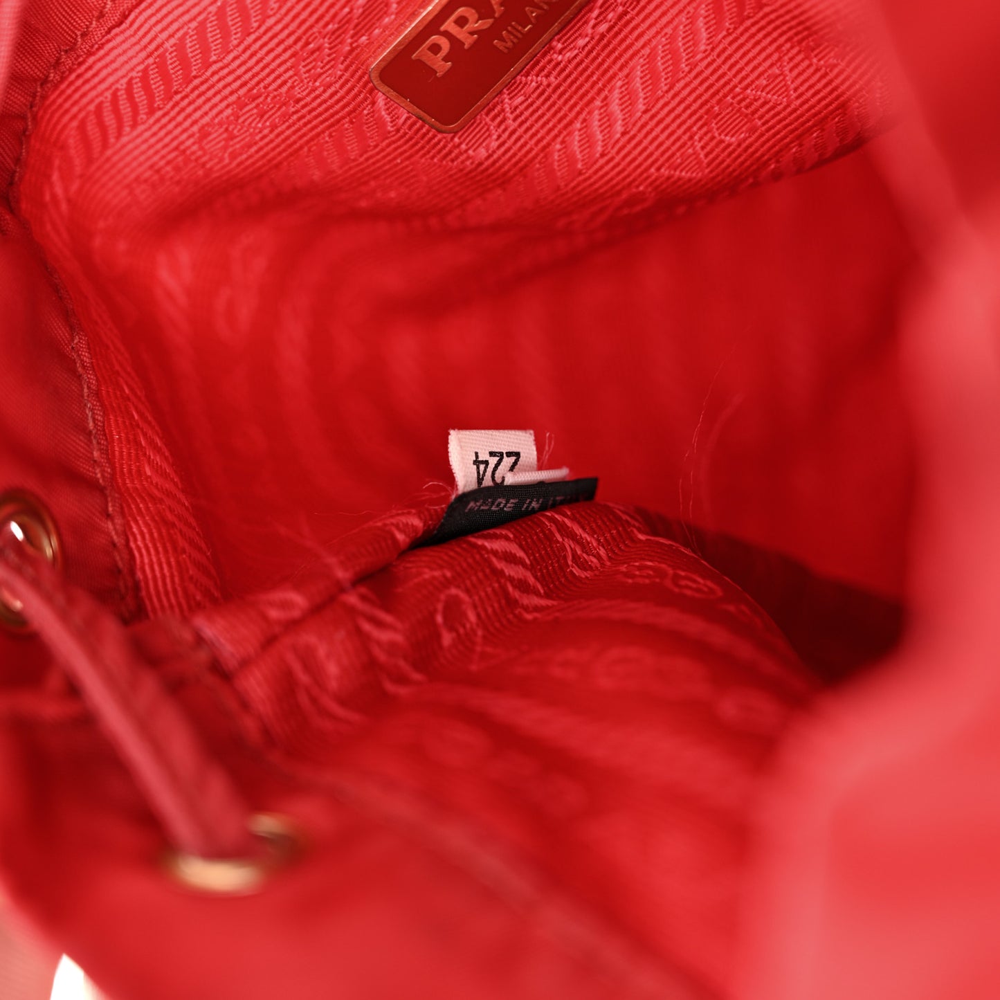Saffiano Tessuto Nylon Mini Bucket Crossbody Bag Rosso